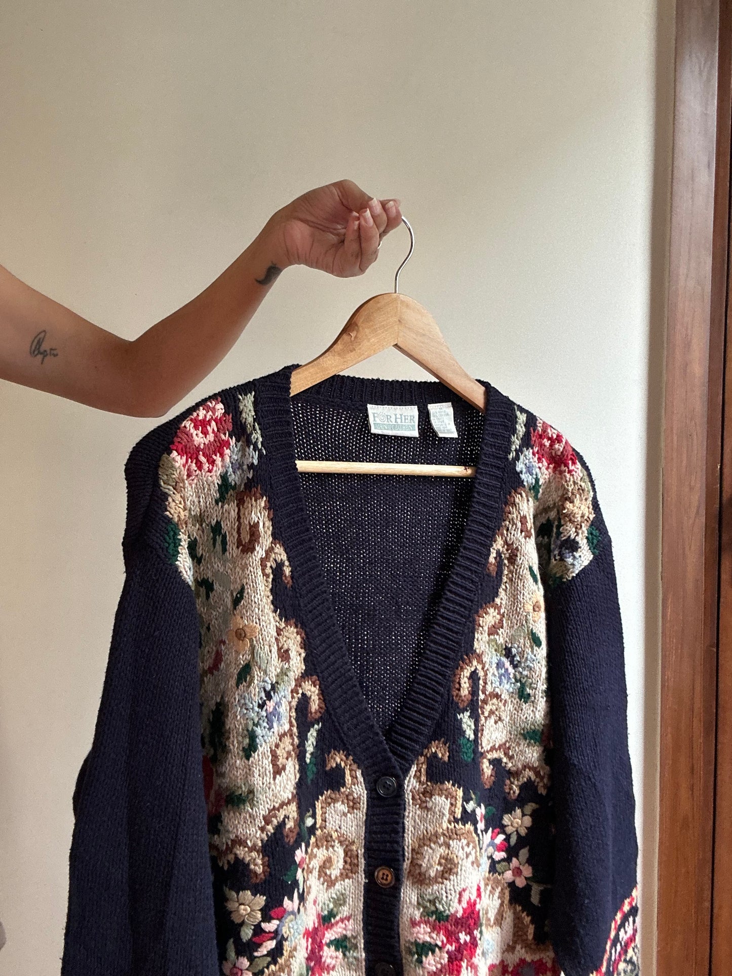 Vintage Van Heusen Knit Cardigan With Embroidery