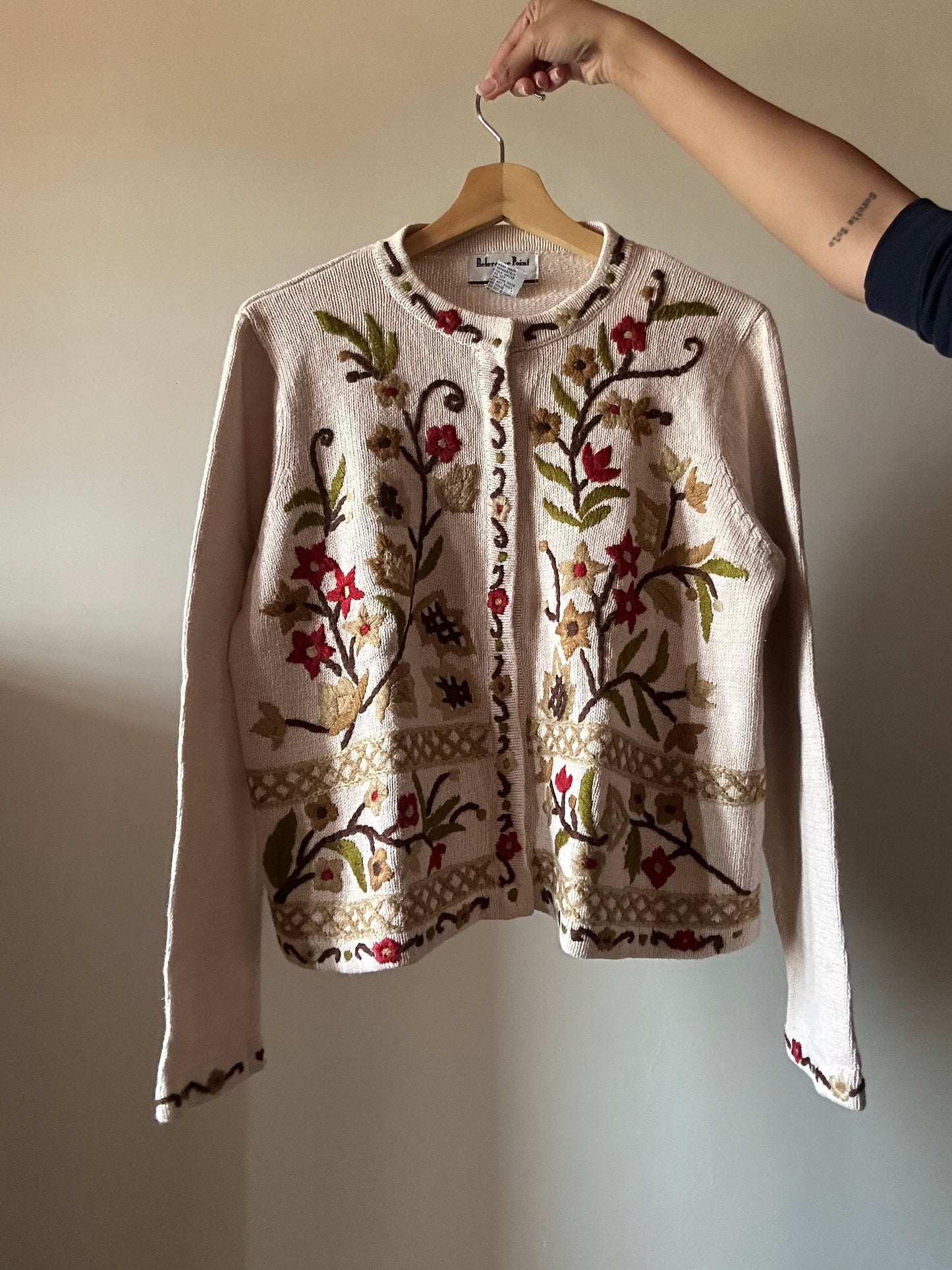 Vintage Reference Point Vintage Embroidered Knit Cardigan