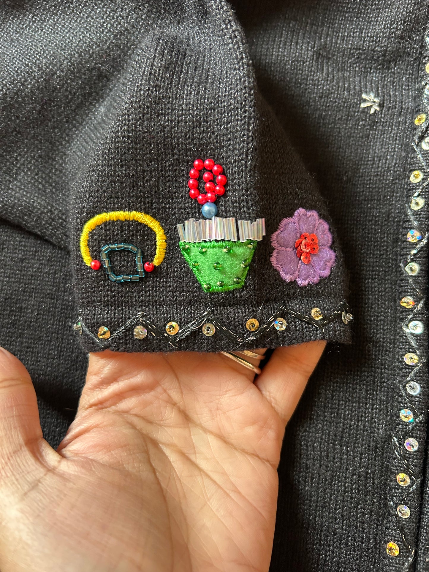 Vintage Berek By Takano Sakon Knit Beaded and Embroidered Cardigan