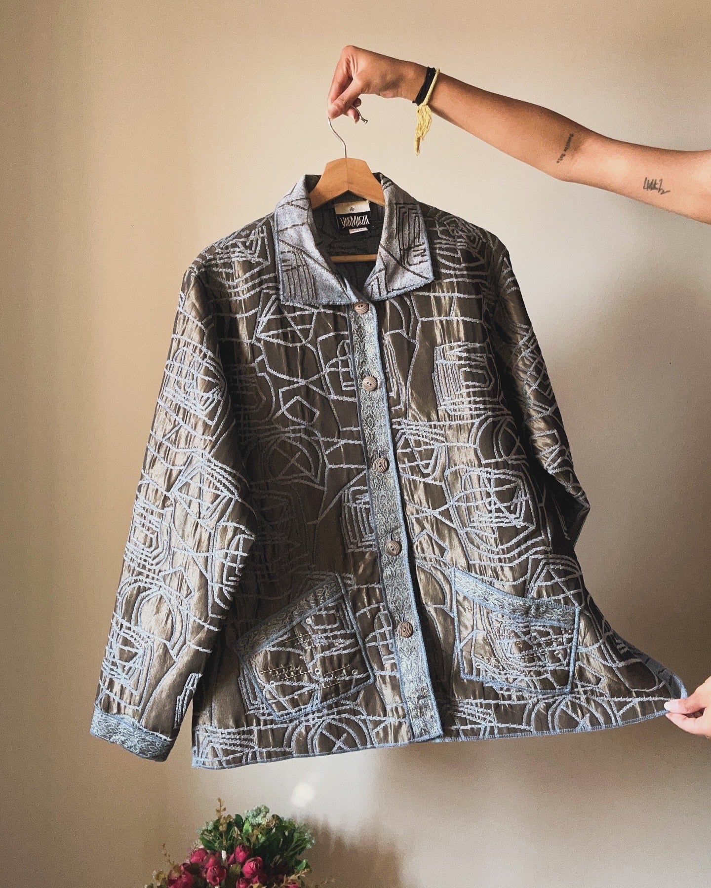 Yak Magik Vintage Reversible Shaket With Beaded and Embroidered On The Pockets