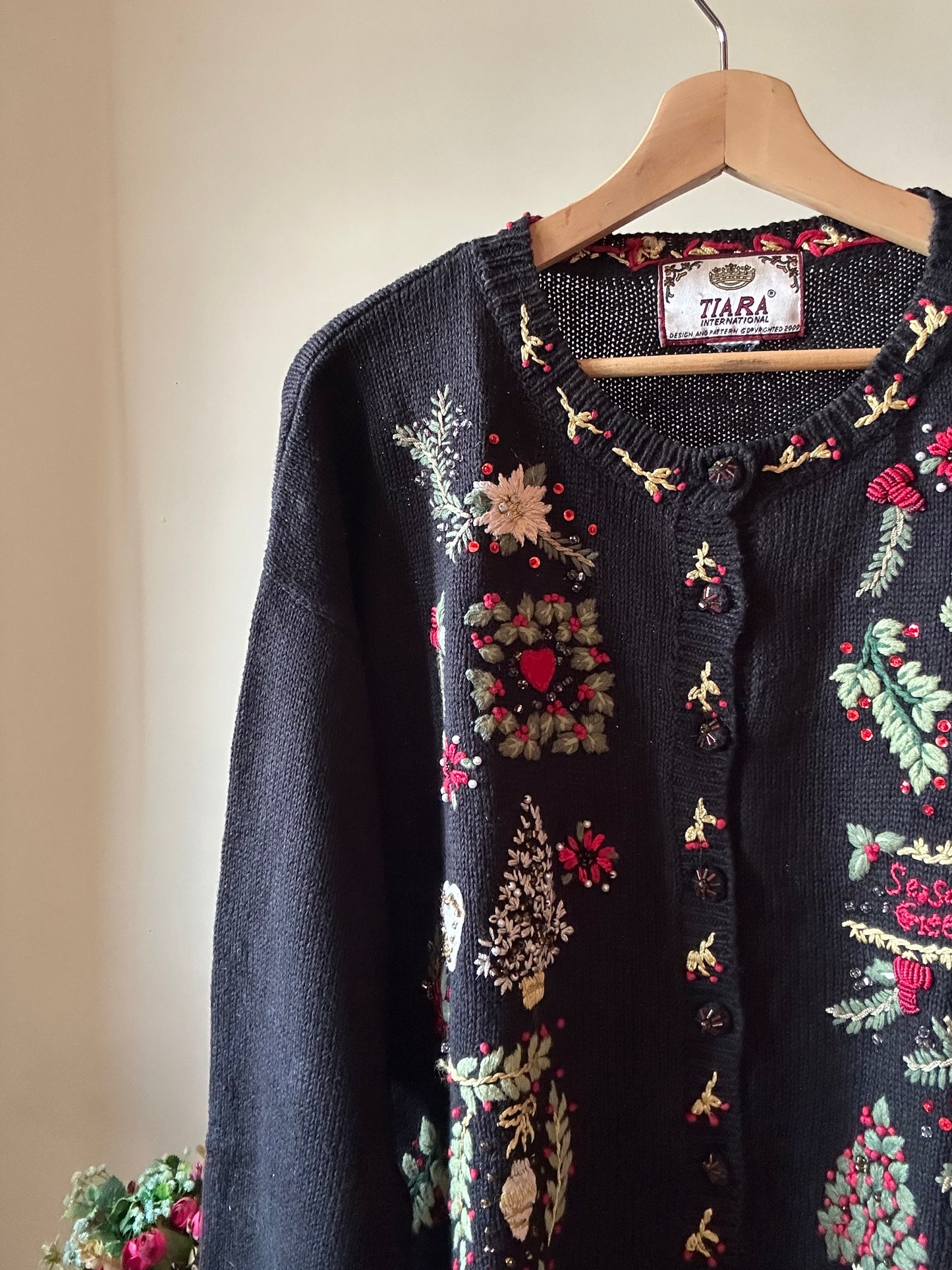 Tiara Beaded and Hand Embroidered My Christmas Cardigan