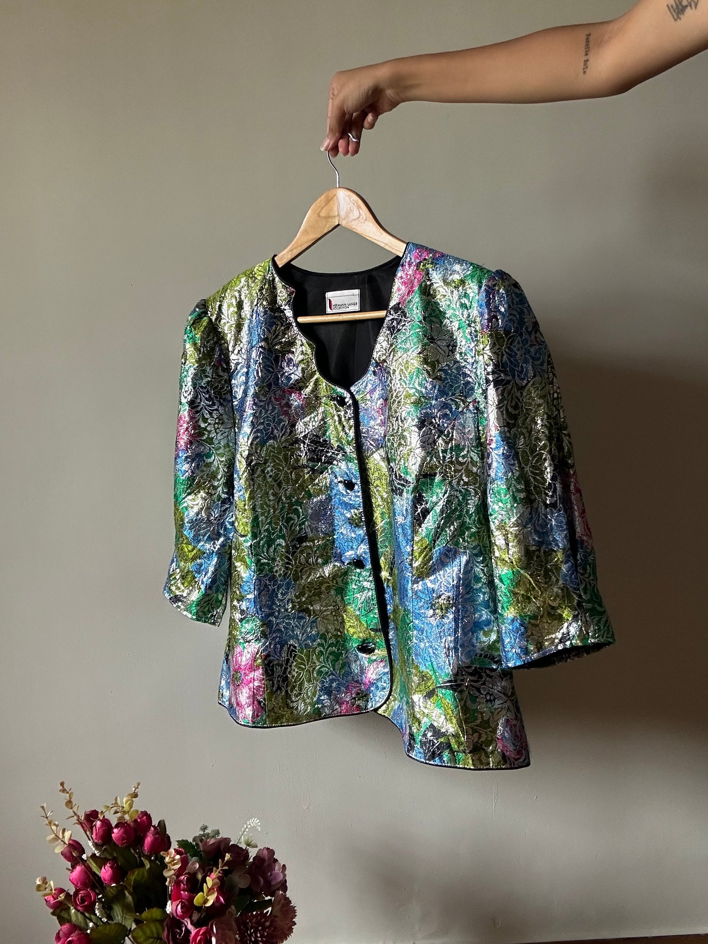 Vintage Hermann Lange Weaved Floral Shaket