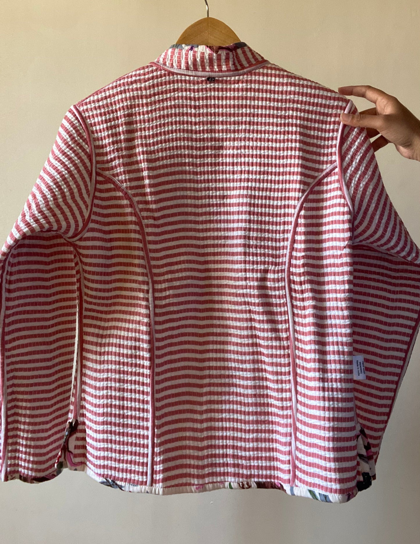 Pink Jungle Inspired Cotton Reversible Quilt Jacket