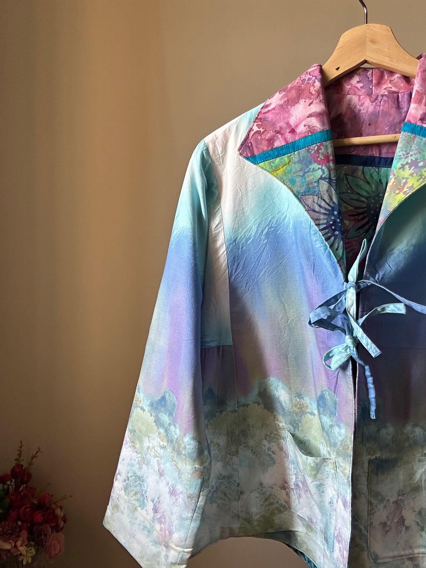 Vintage Reversible Front Tie Detail Shaket with Embroidery and Patch Work