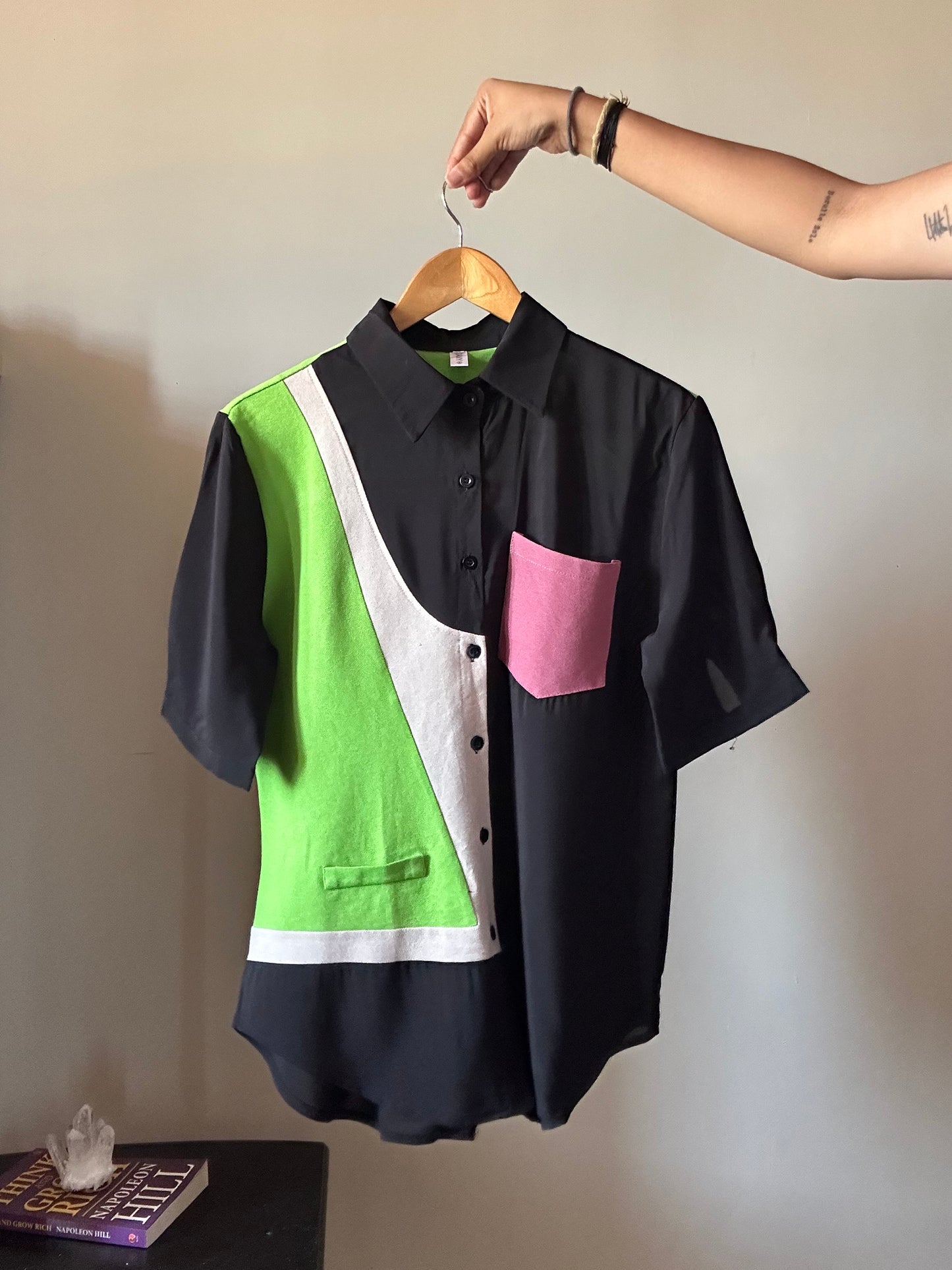 Vintage Black Patchwork Shirt