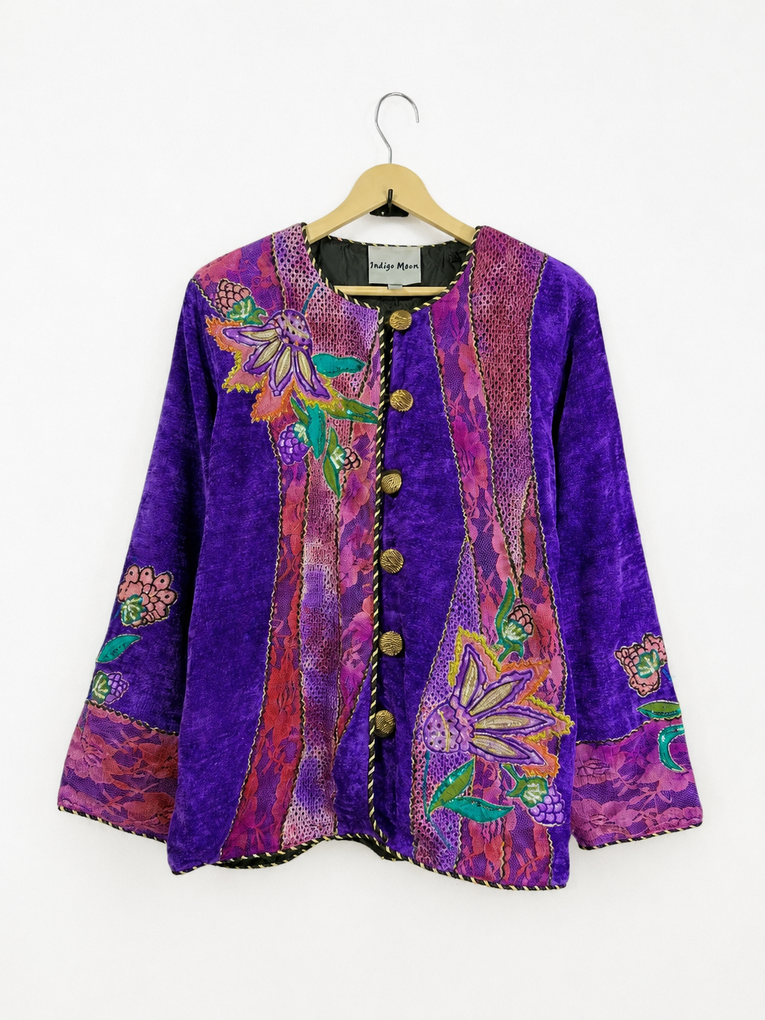 Vintage Indigo Moon Violet Velvet Embroidered Jacket