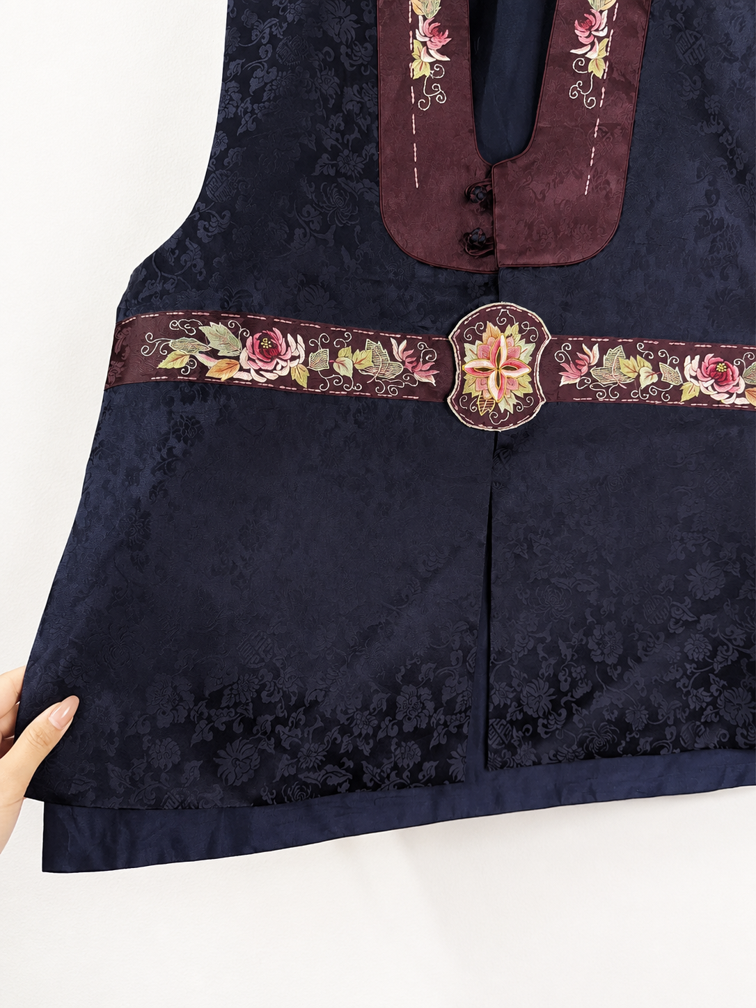 Vintage Midnight Bloom Hanbok Vest
