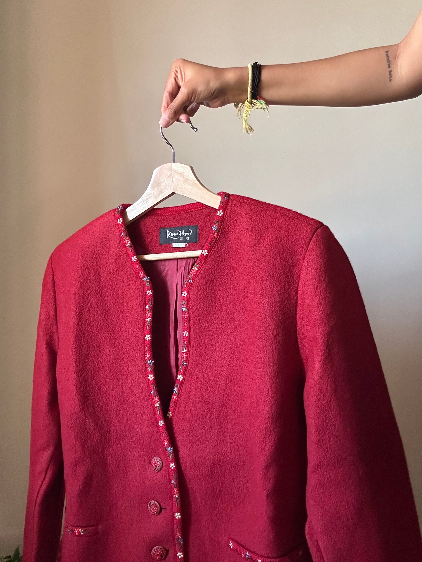 Kum Ran Vintage Wool Embroidered Blazer
