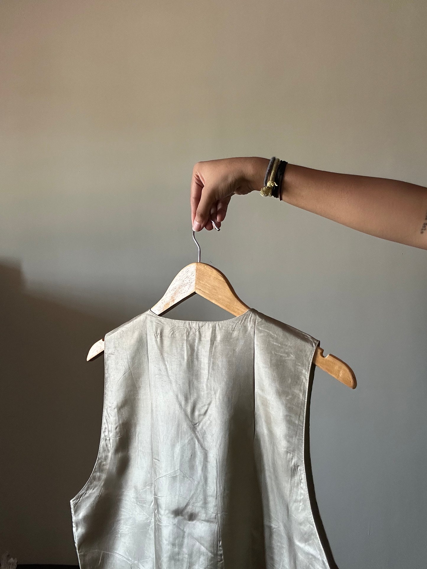 Vintage Textured and Water Colour Print Floral Vest