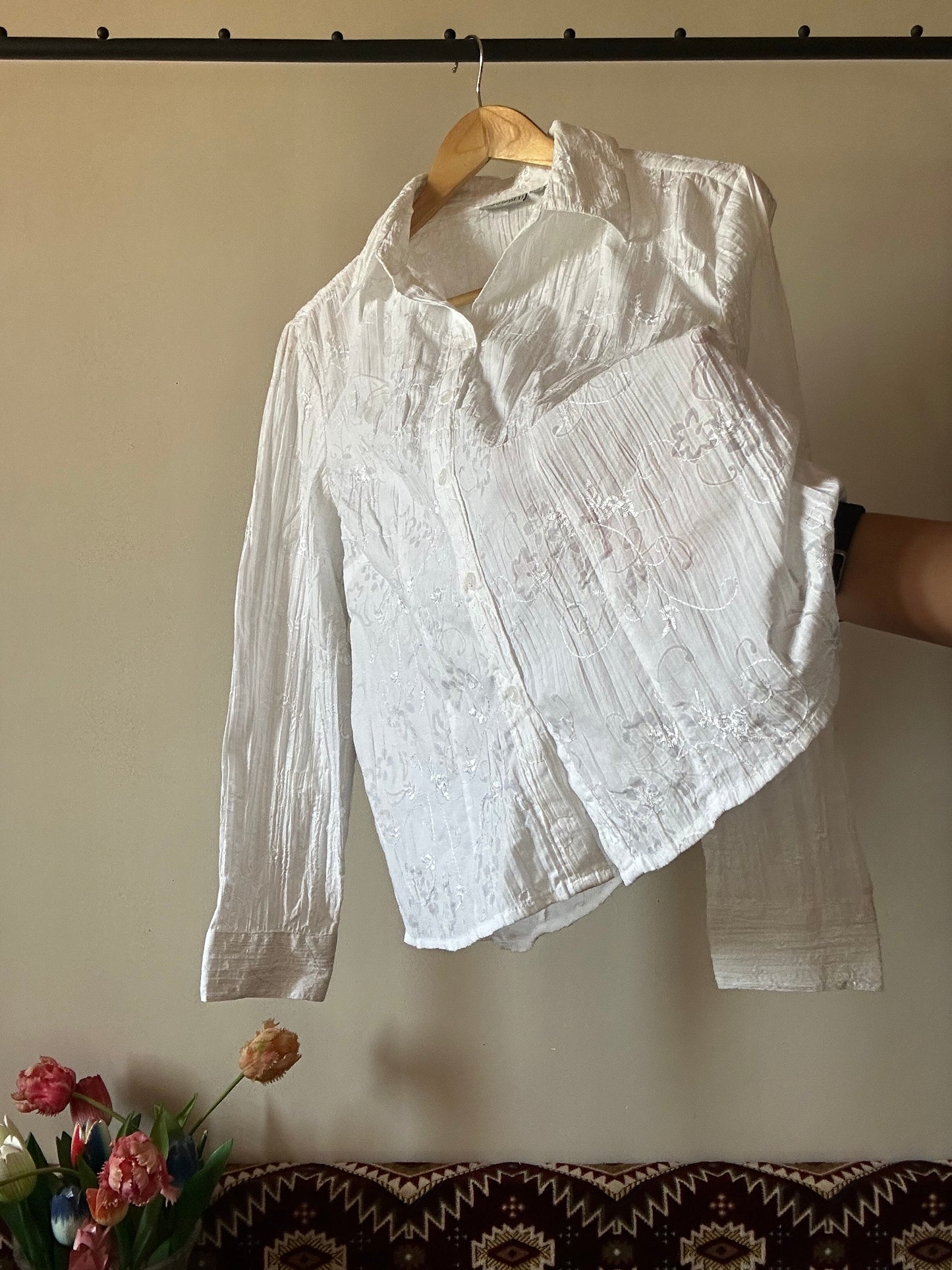 Multiblu White Vintage Embroidered Shirt