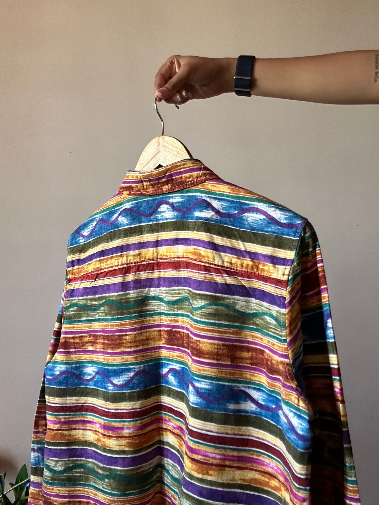 Vintage Coldwater Creek Abstract Rainbow Watercolour Print Shirt With Zip