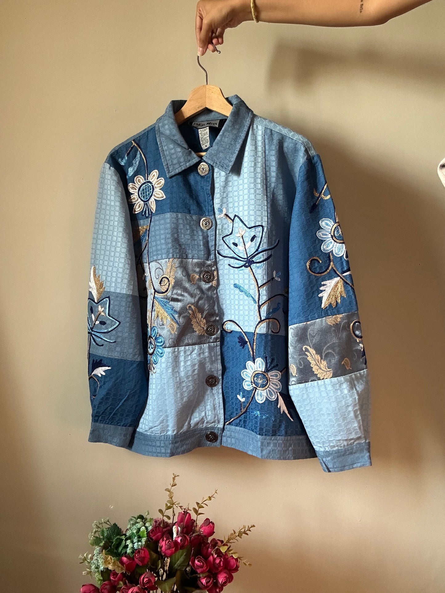 Vintage Indigo Moon Embroidered and Patchwork Shaket