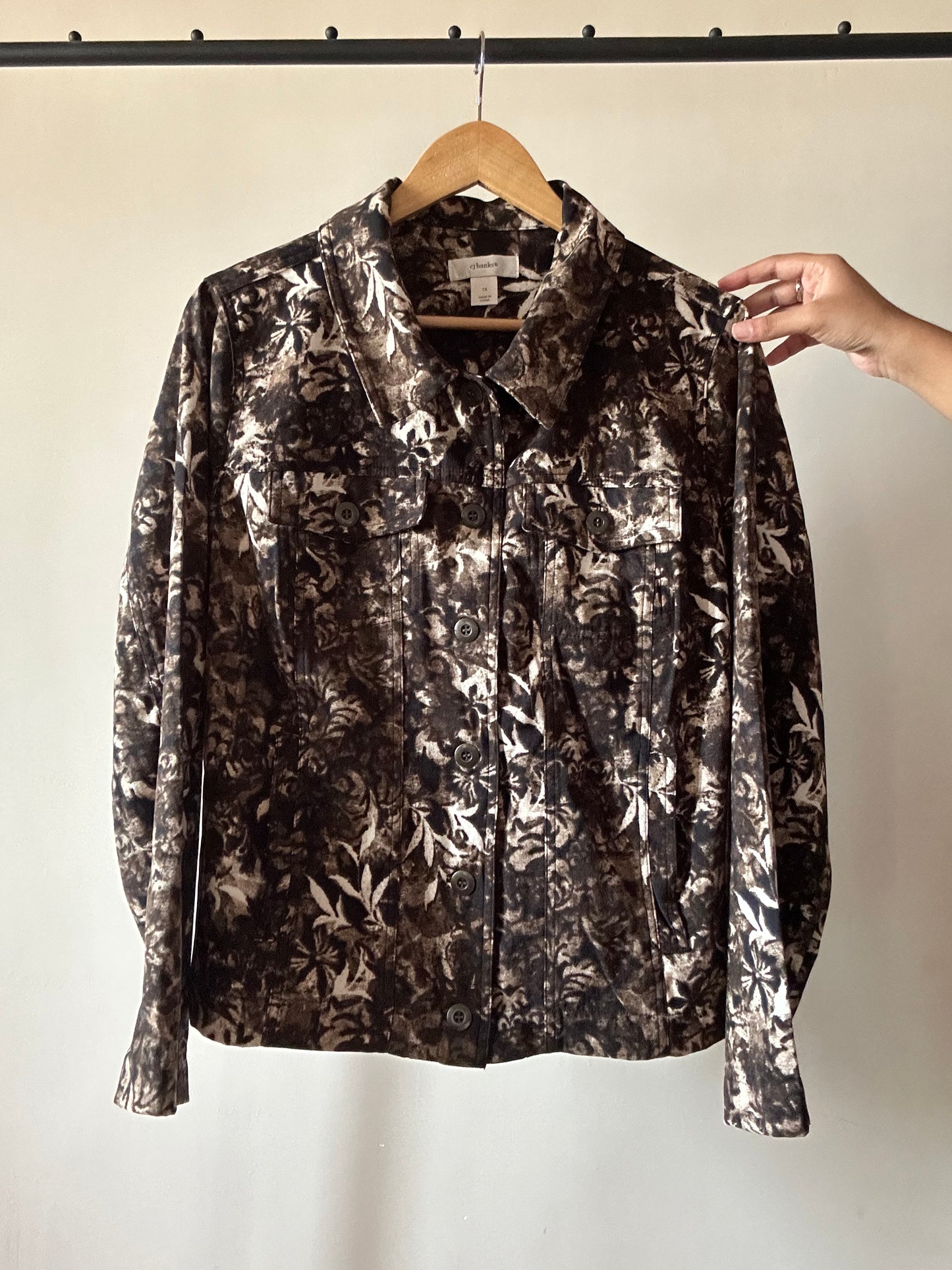Abstract Print Vintage Suede Shirt