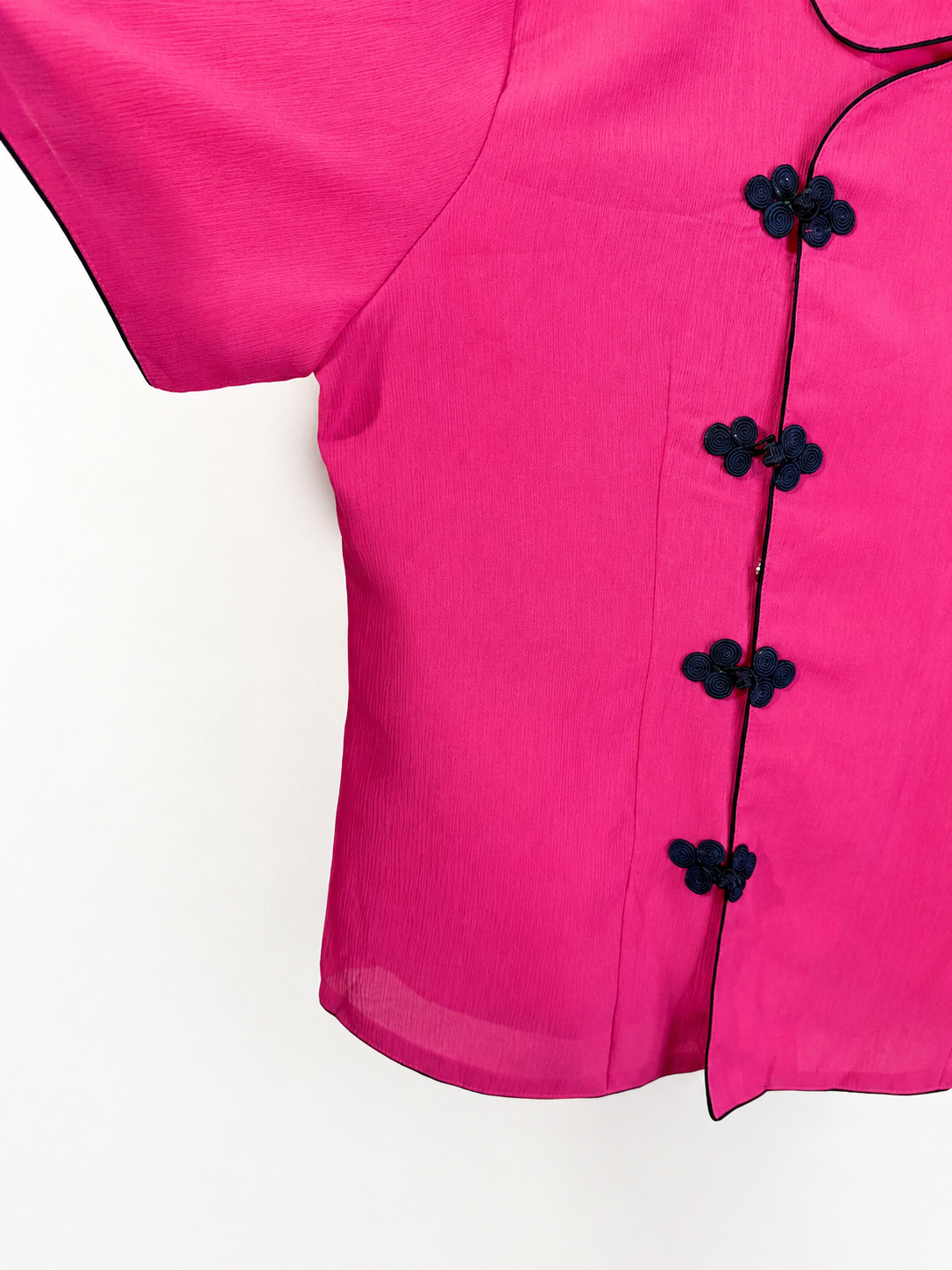 Vintage Fuchsia Mandarin Blouse