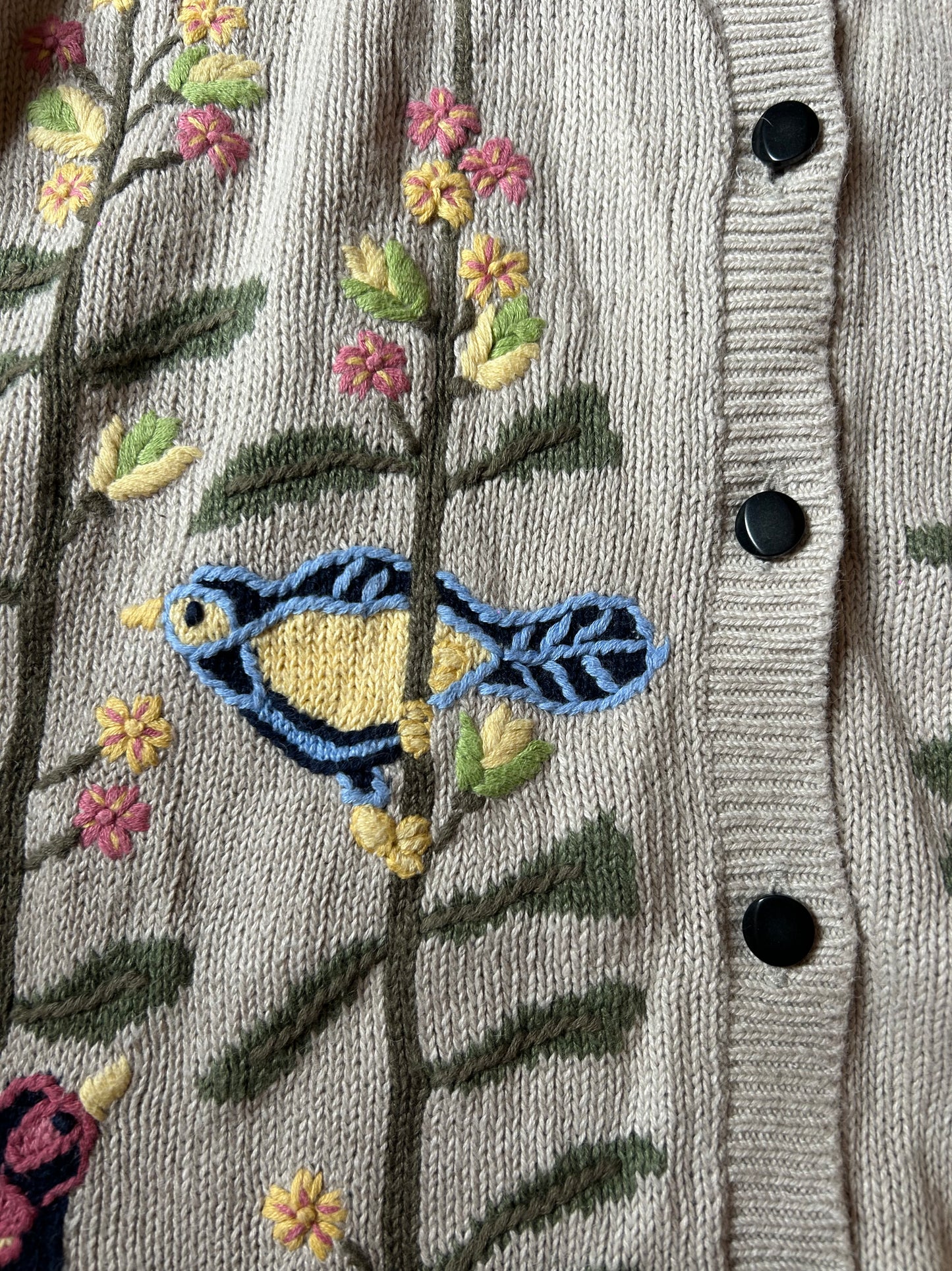 Vintage Northern Treasure Hand Embroidered Knit Cardigan