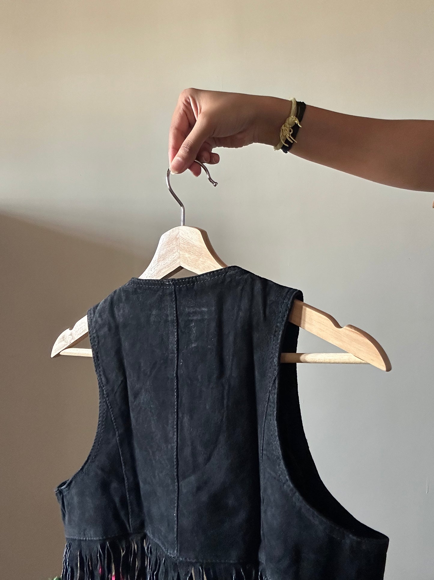 Vintage Leather Fringe Vest By Kess