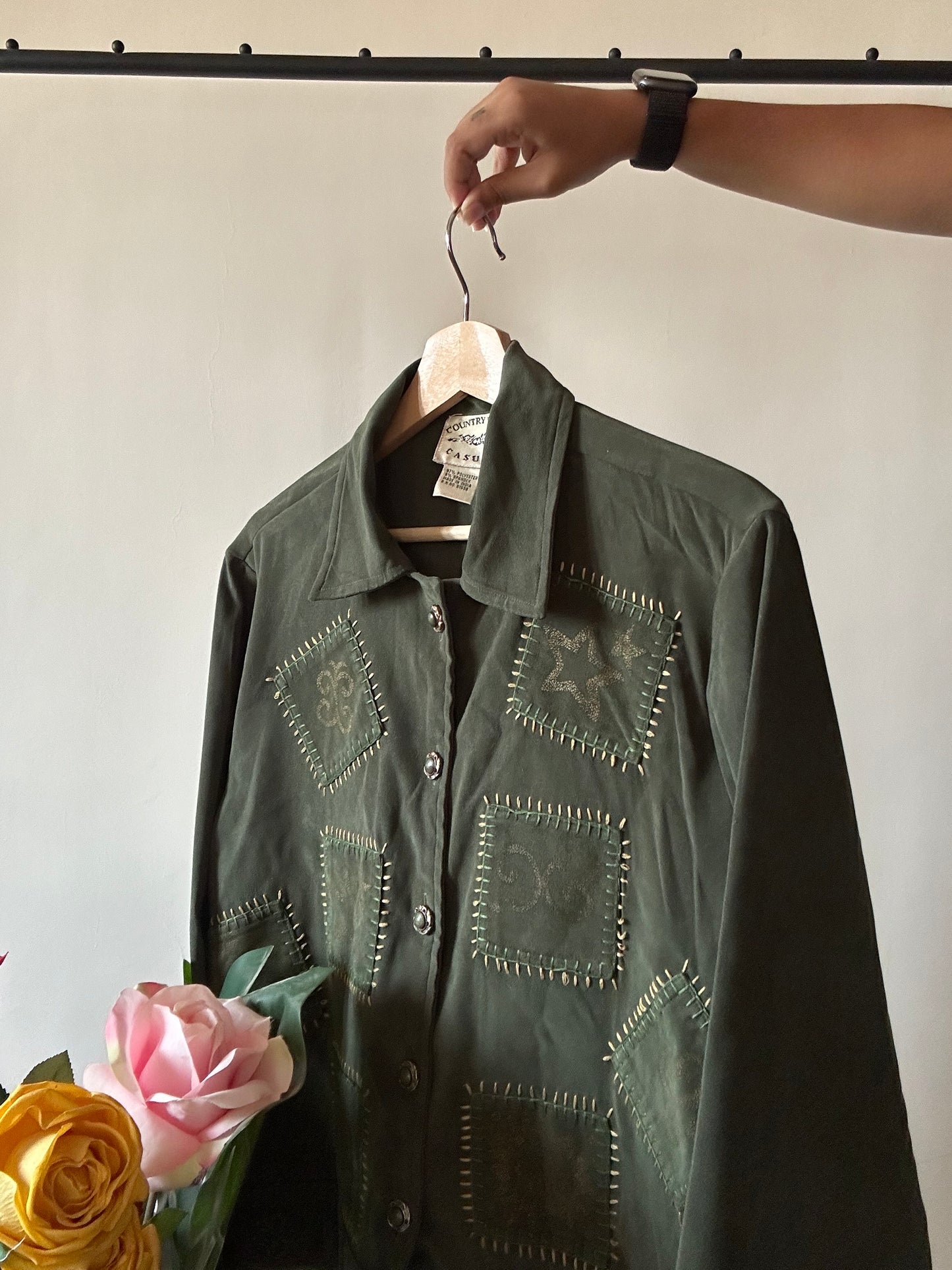 Vintage Embroidery Suede Shaket