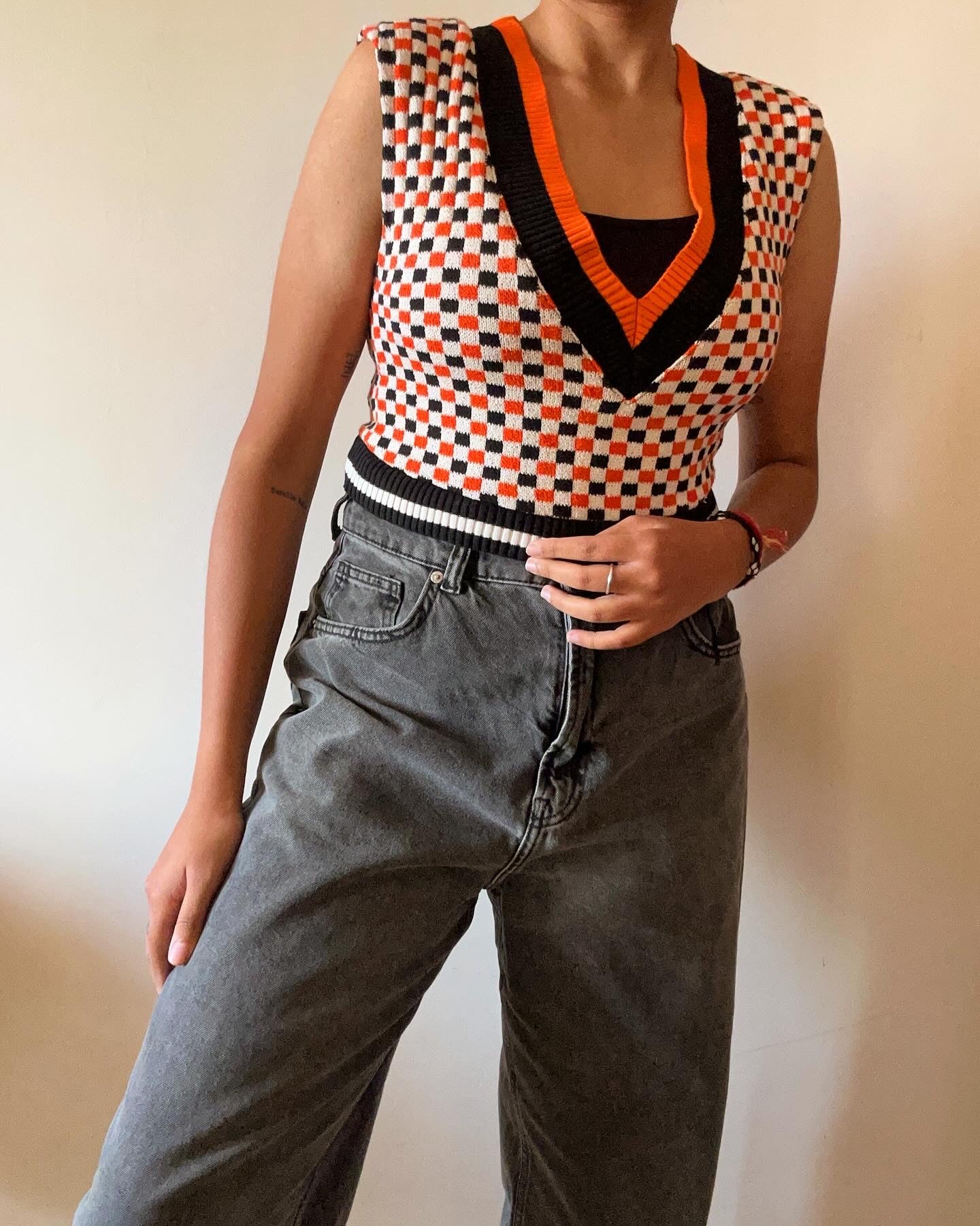 Zara Checked Sweater Vest
