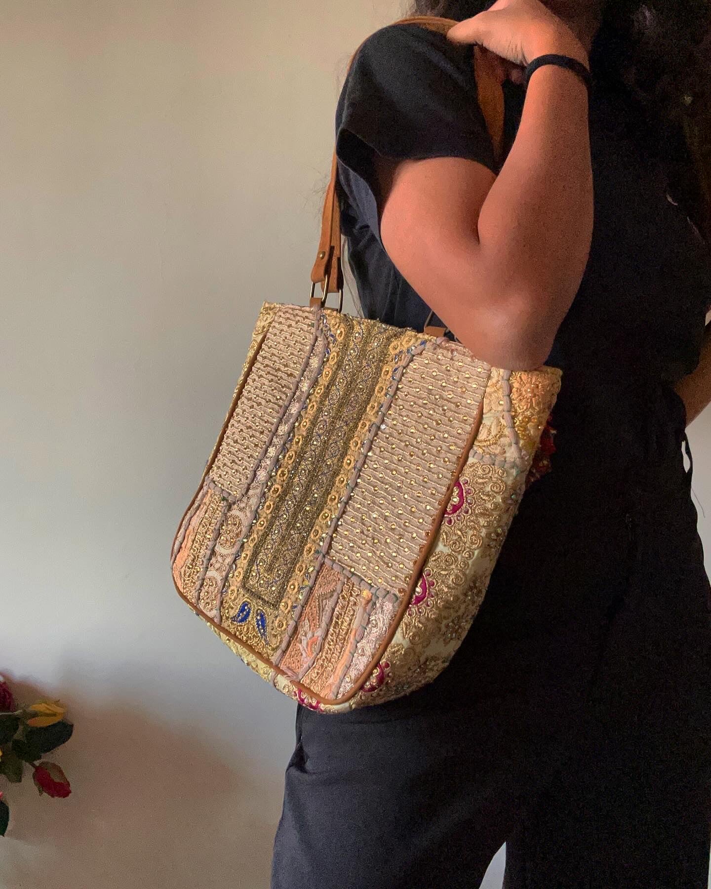 Mini Tote With Embroidery Patch Work