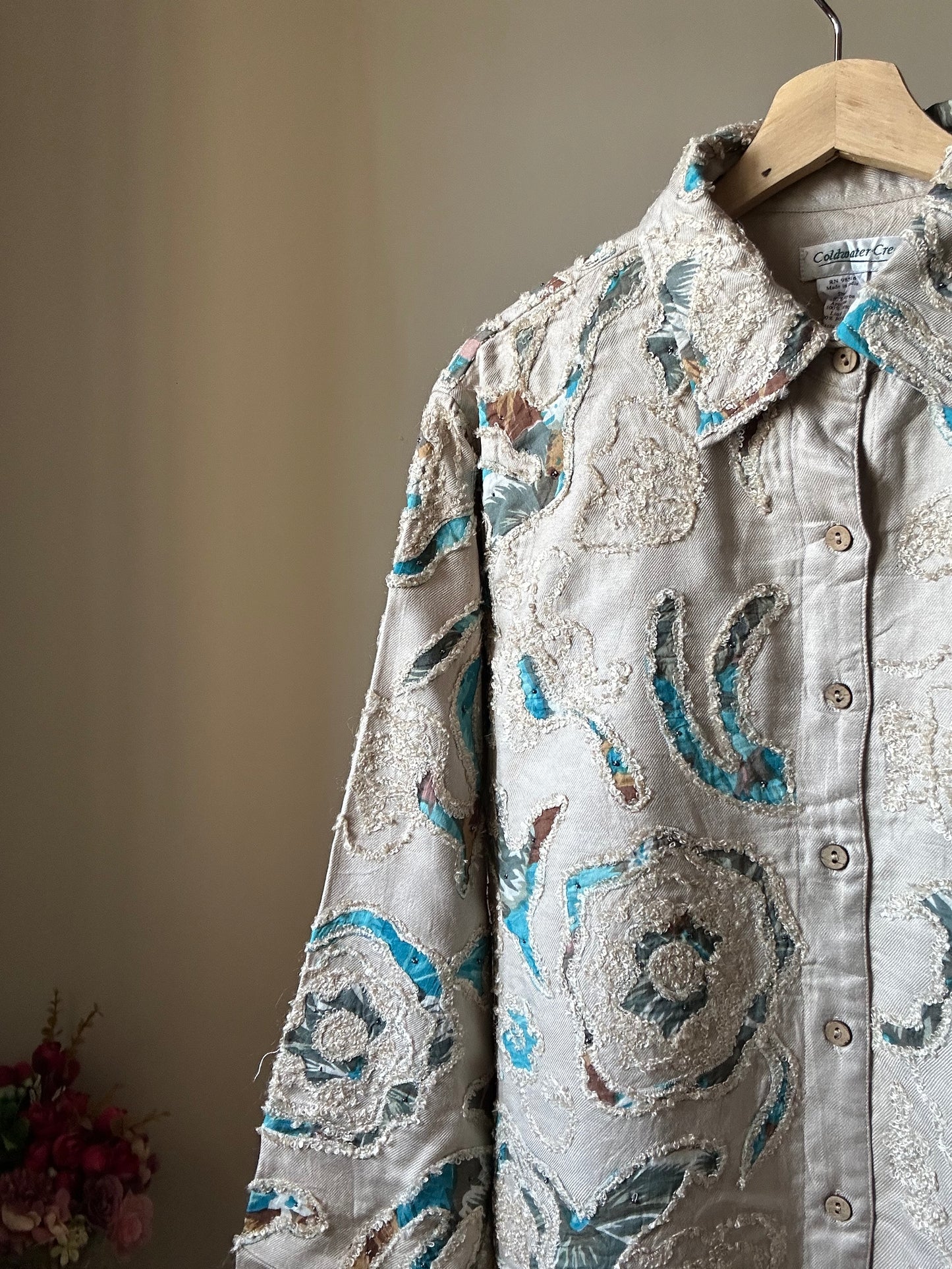 Vintage ColdWater Creek Shaket With Patchwork and Embroidery and Little Beading