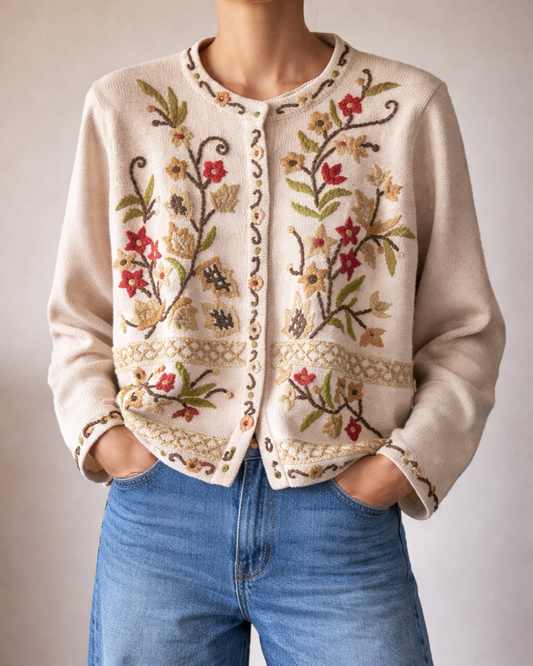Vintage Reference Point Vintage Embroidered Knit Cardigan