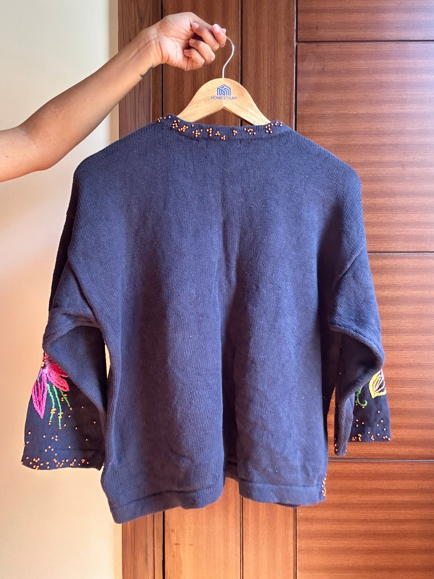 Antarctica Vintage Knit Cardigan With Embroidery and Beading