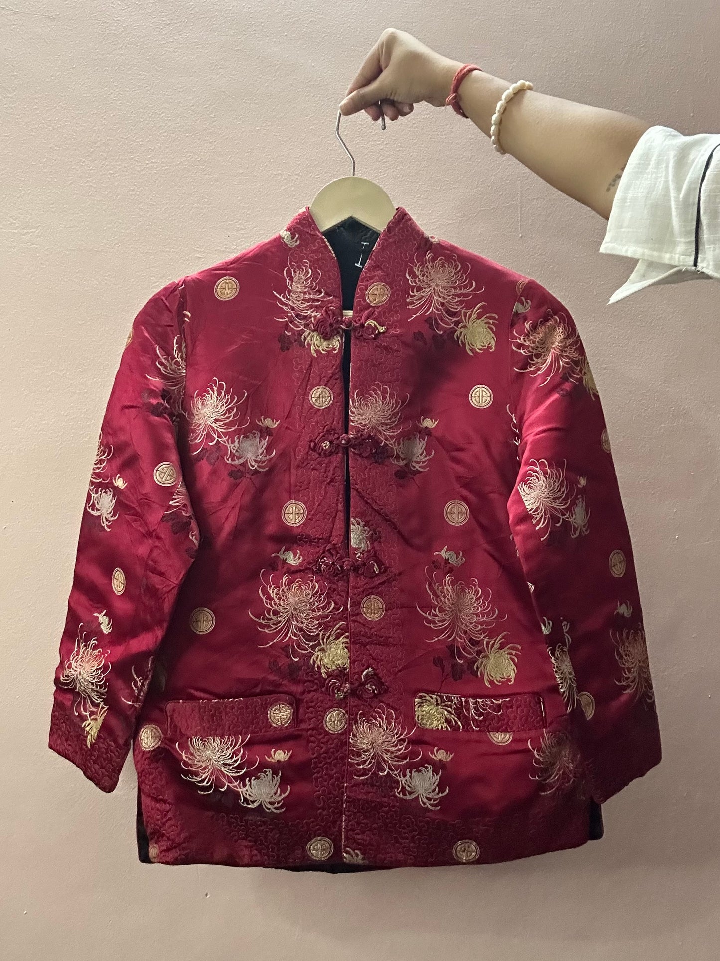 Vintage Quilted Mandarin Collar Reversible House Jacket