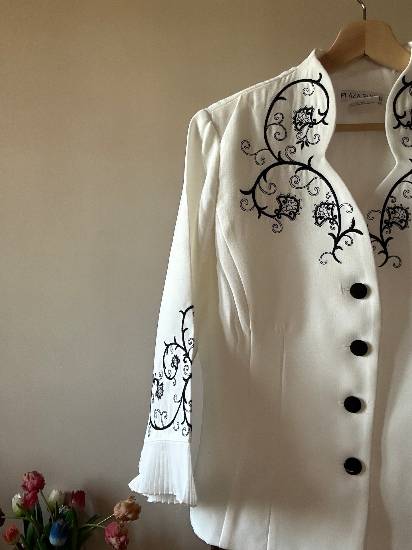 Plaza South Vintage Embroidered Jacket With Pleated Sleeves
