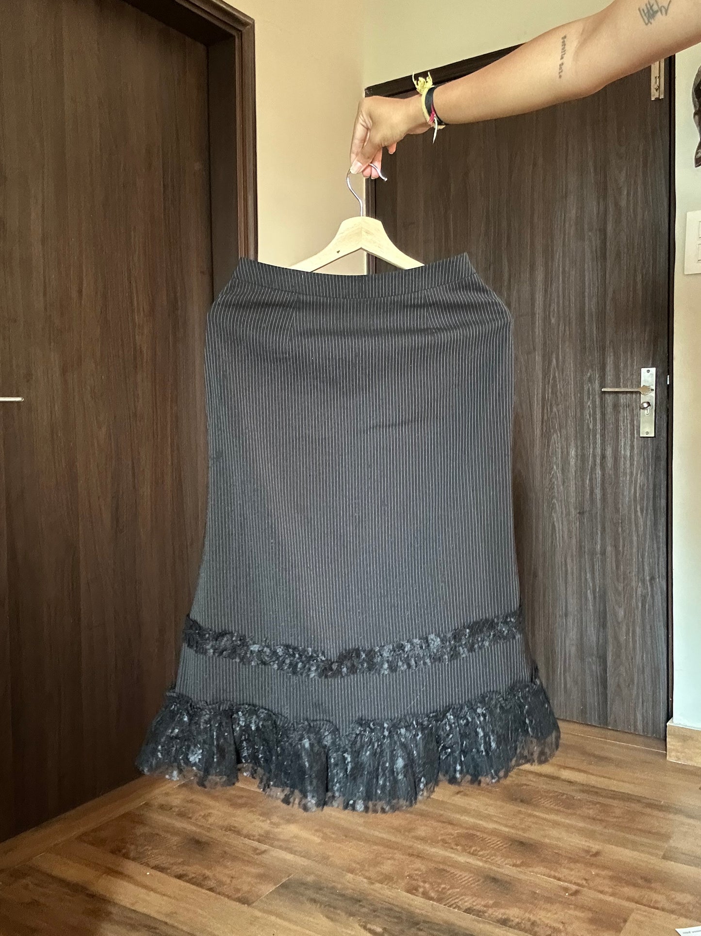 Vintage Dusa Striped and Lace Work Skirt