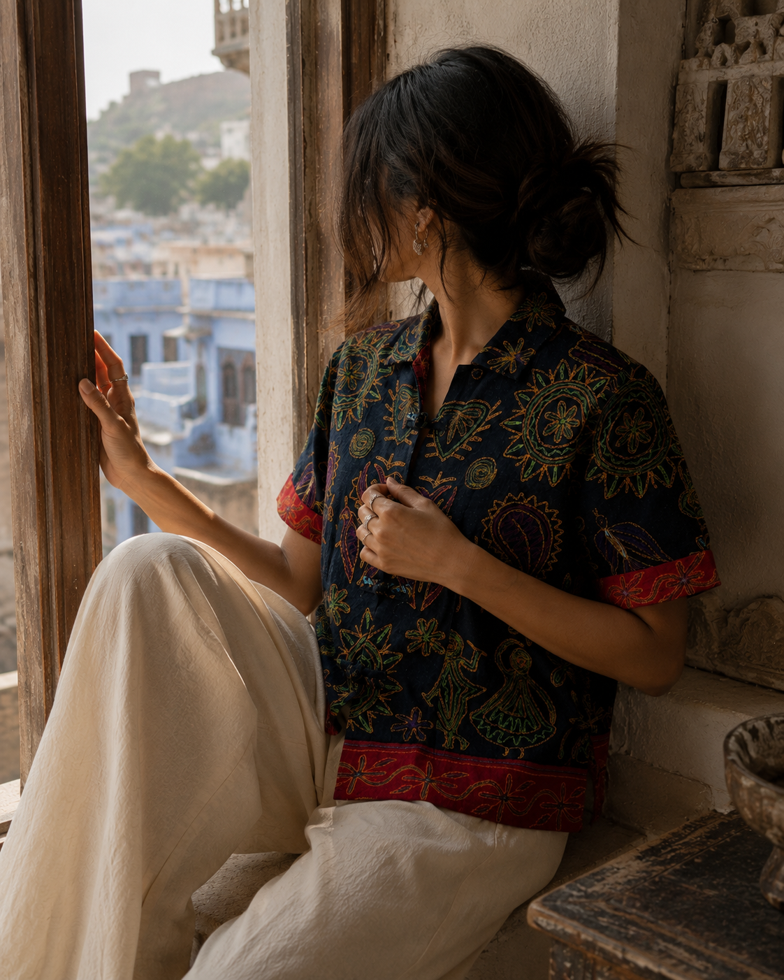Vintage Bohemian Folk Embroidered Shaket