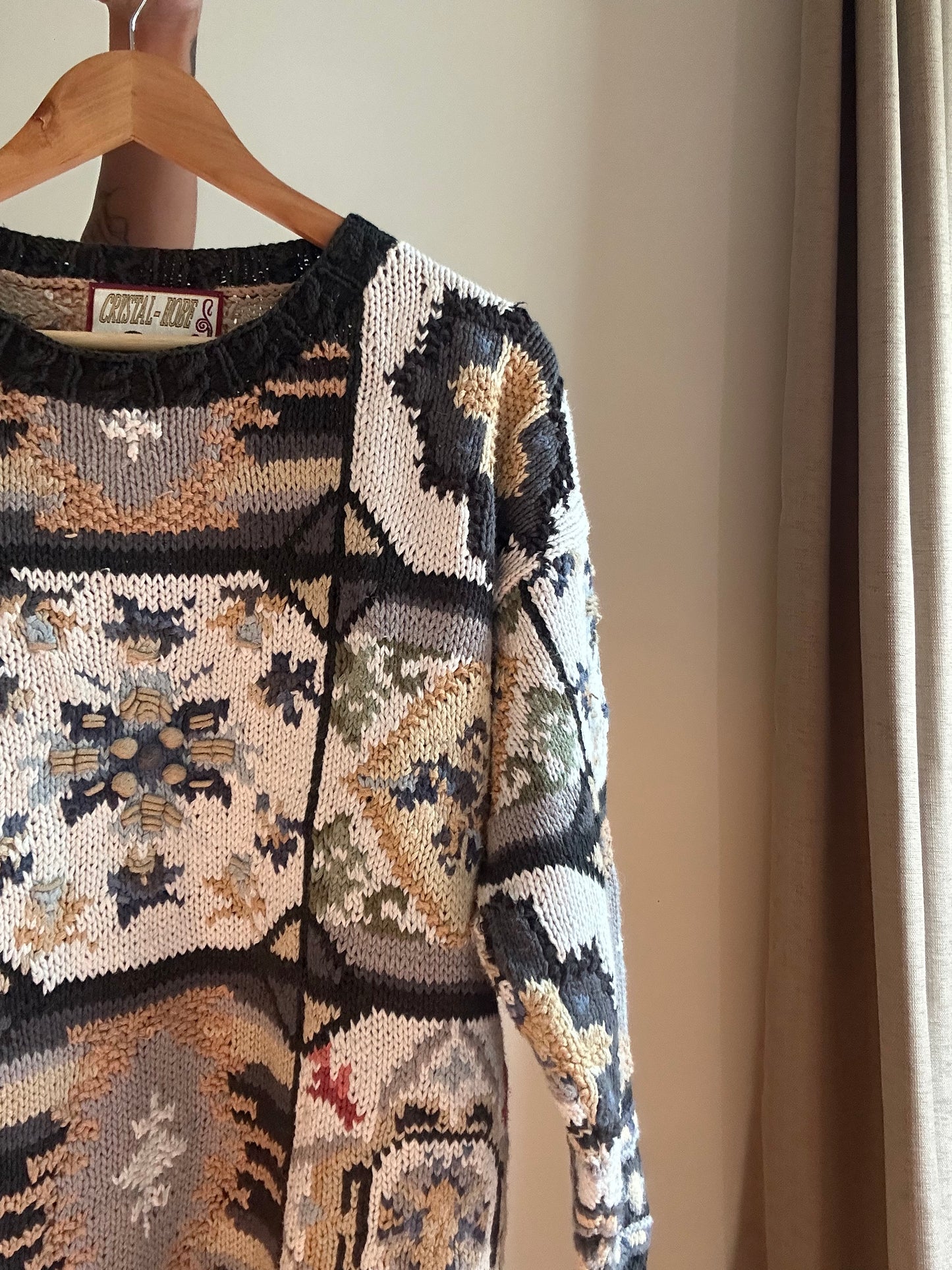 Vintage Crystal Kobe Hand Embroidered Pullover