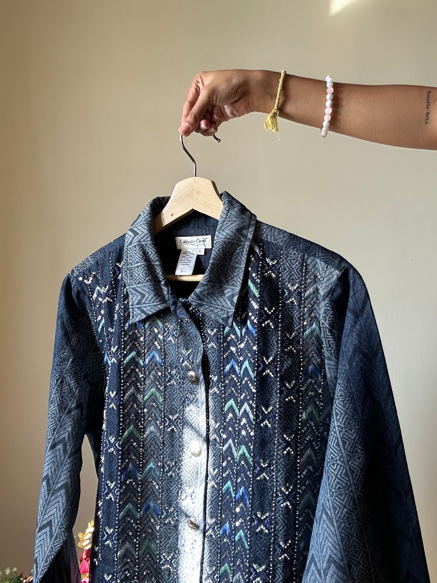 Coldwater Creek Vintage All Beaded And Embroidered Shaket