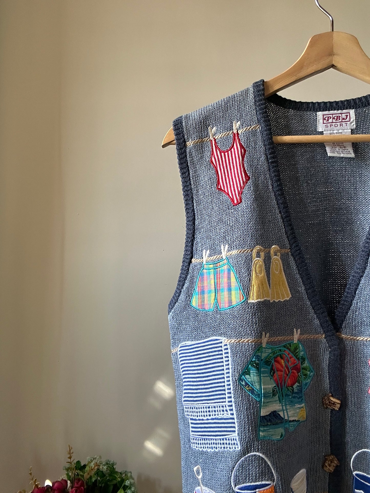 Vintage PBJ Sports Vest With Patchwork and Embroidery