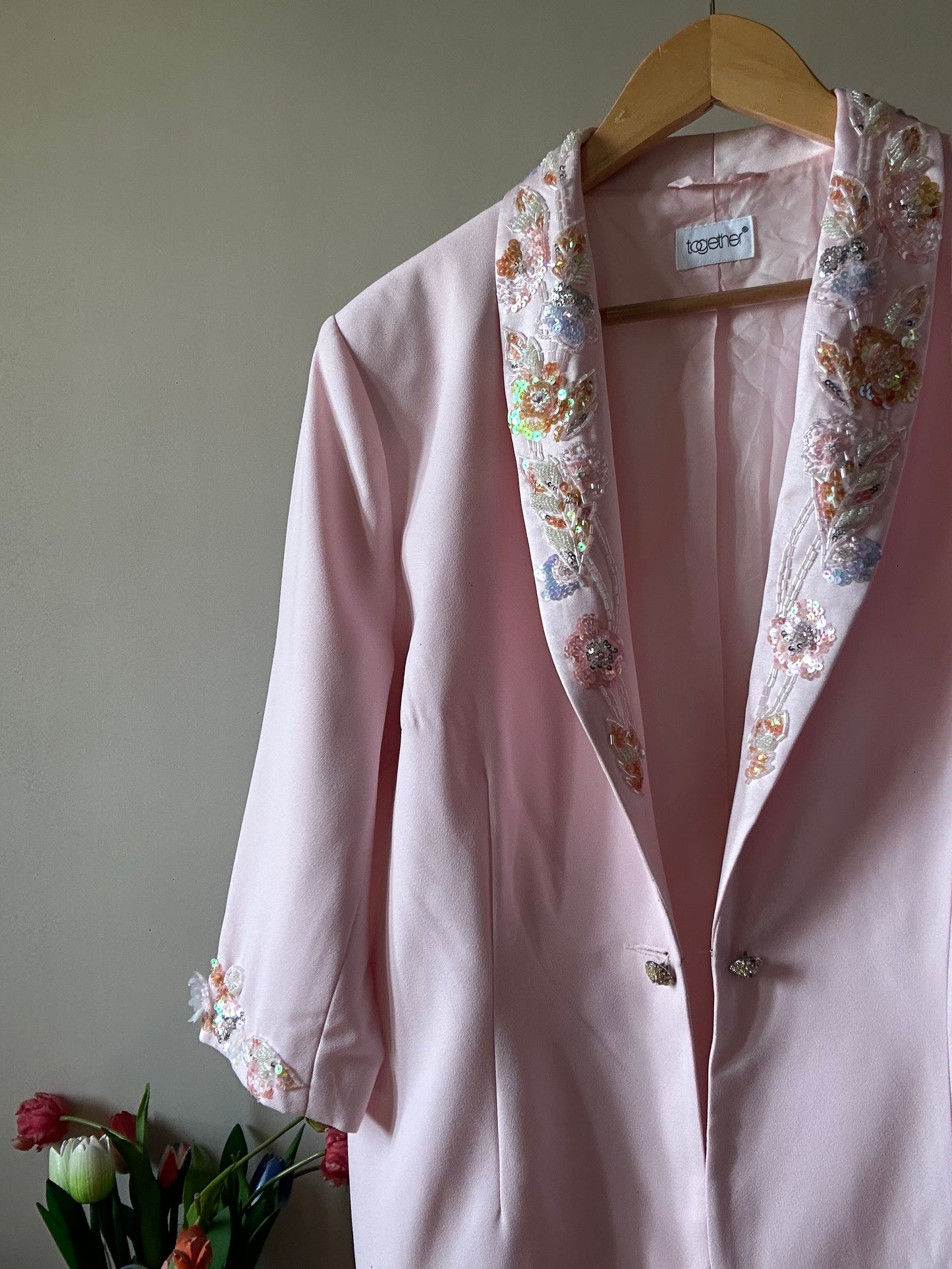 Together Vintage Beaded Pink Blazer