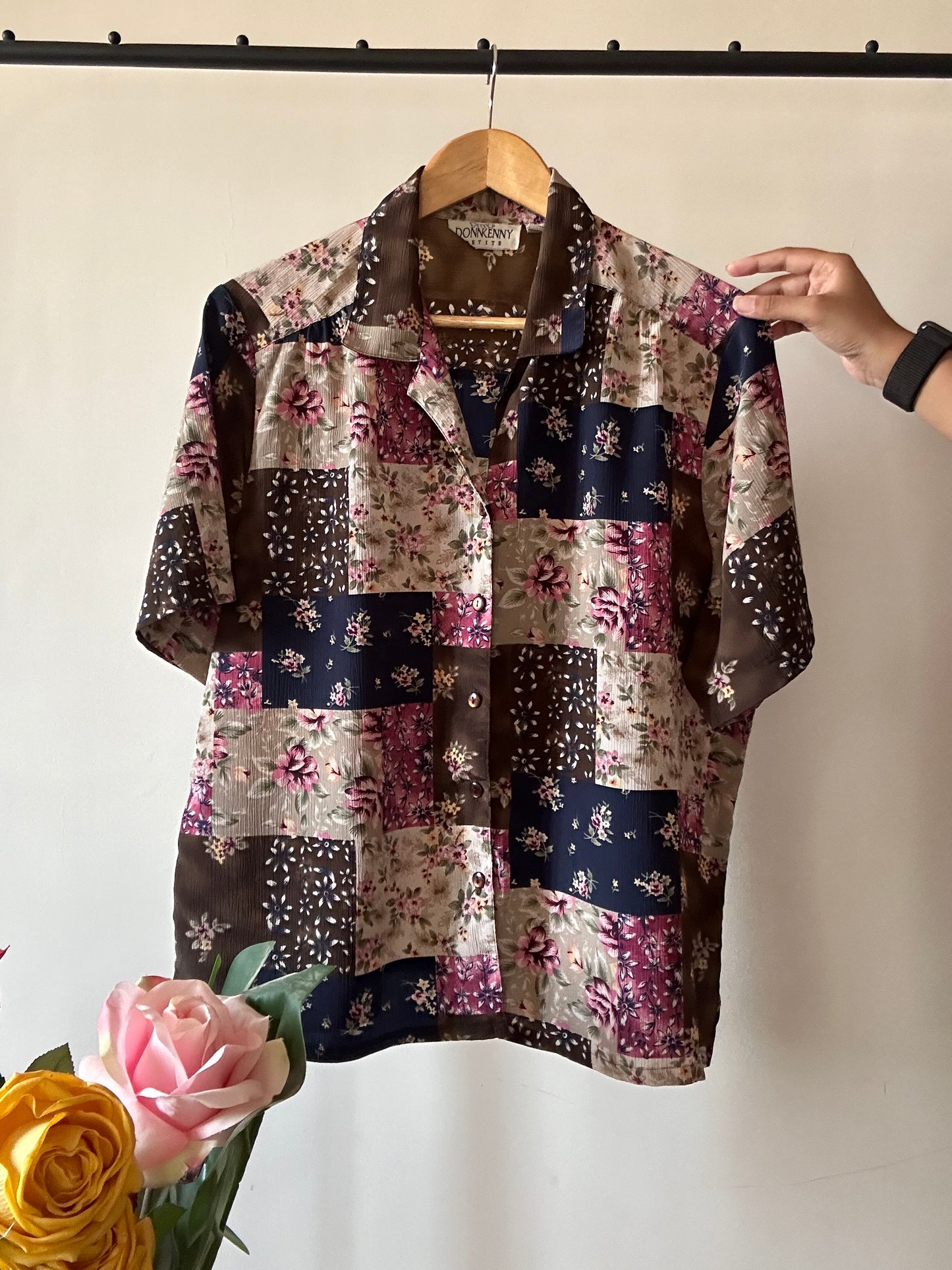 Vintage Floral Block Style Print Shirt