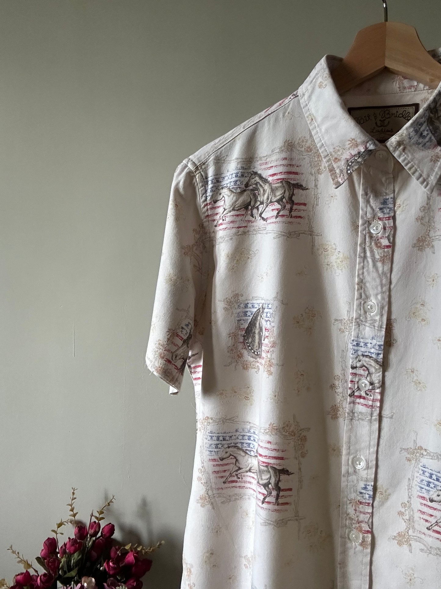 Bite & Bridle Vintage Racing Horse Print Shirt