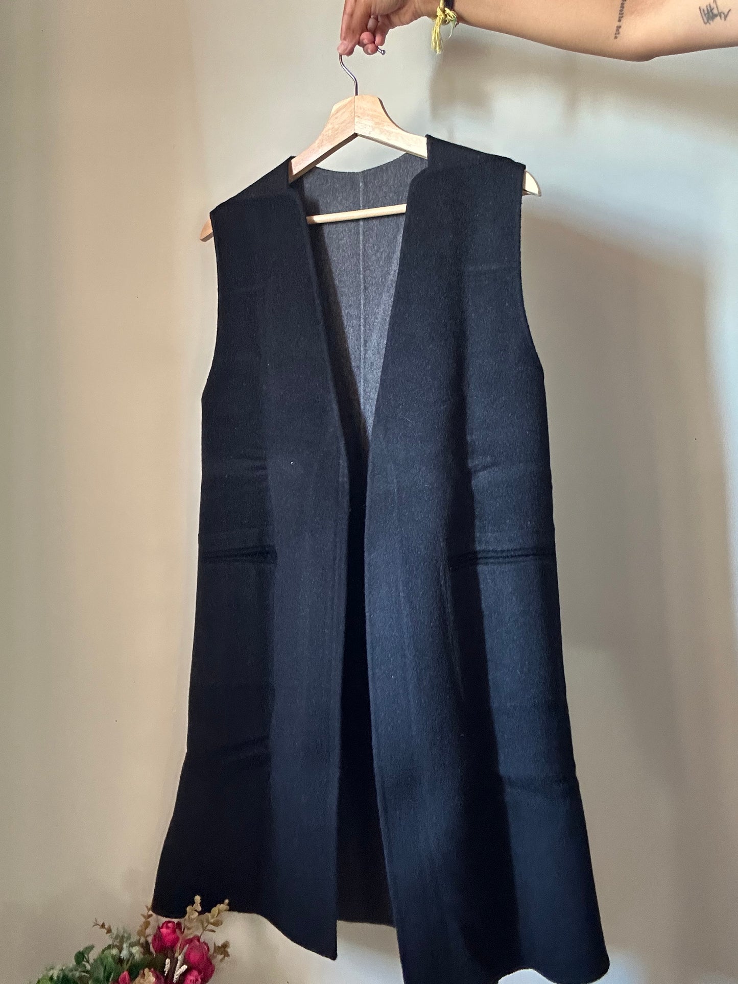 Vintage Woollen Reversible Long Vest