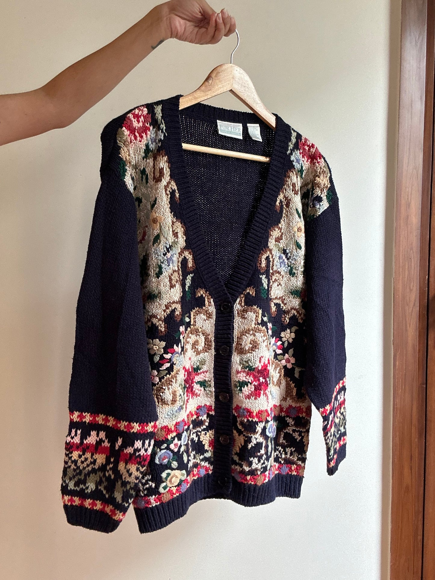 Vintage Van Heusen Knit Cardigan With Embroidery
