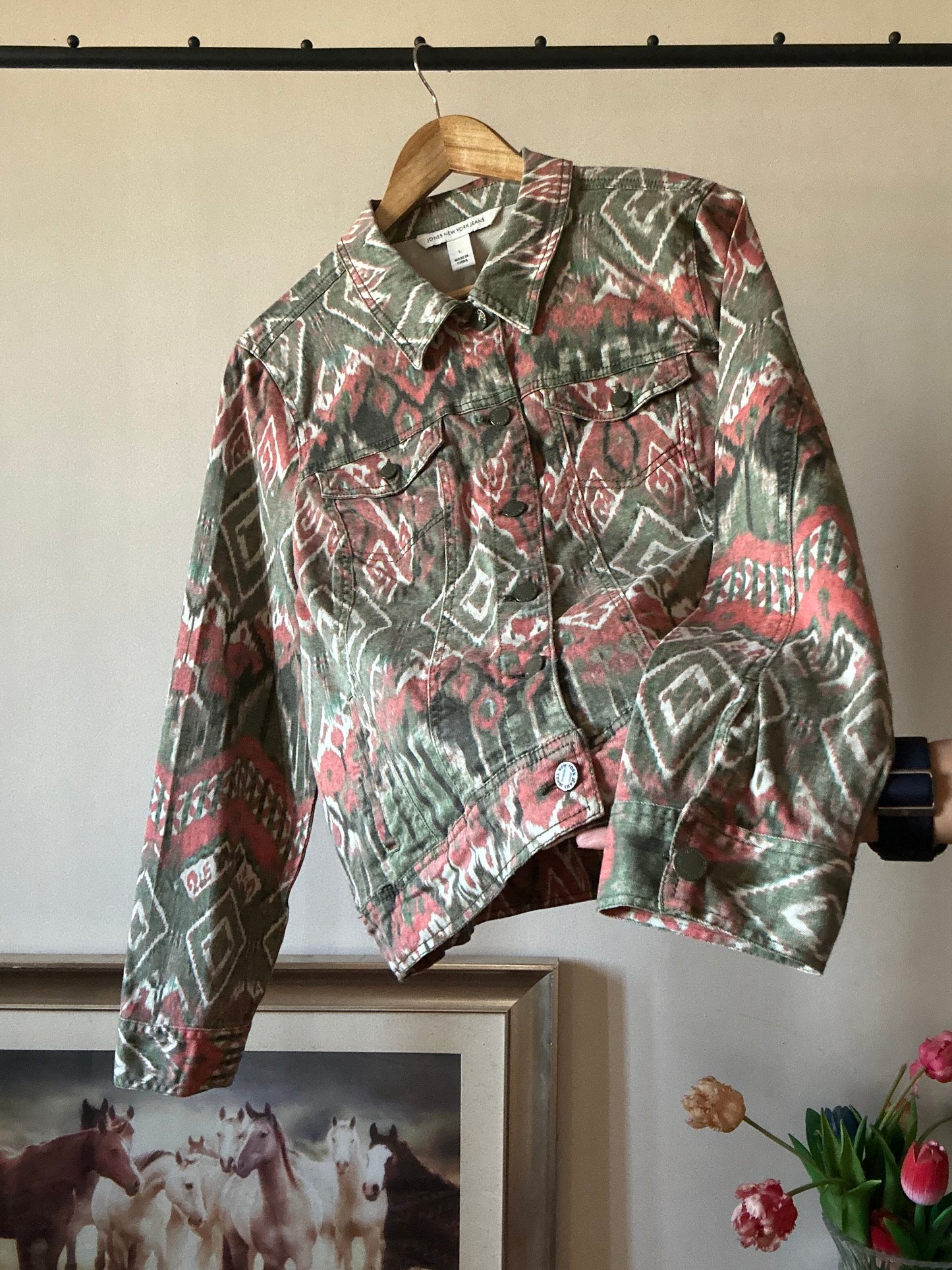 Jones New York Jeans Vintage Printed Shaket