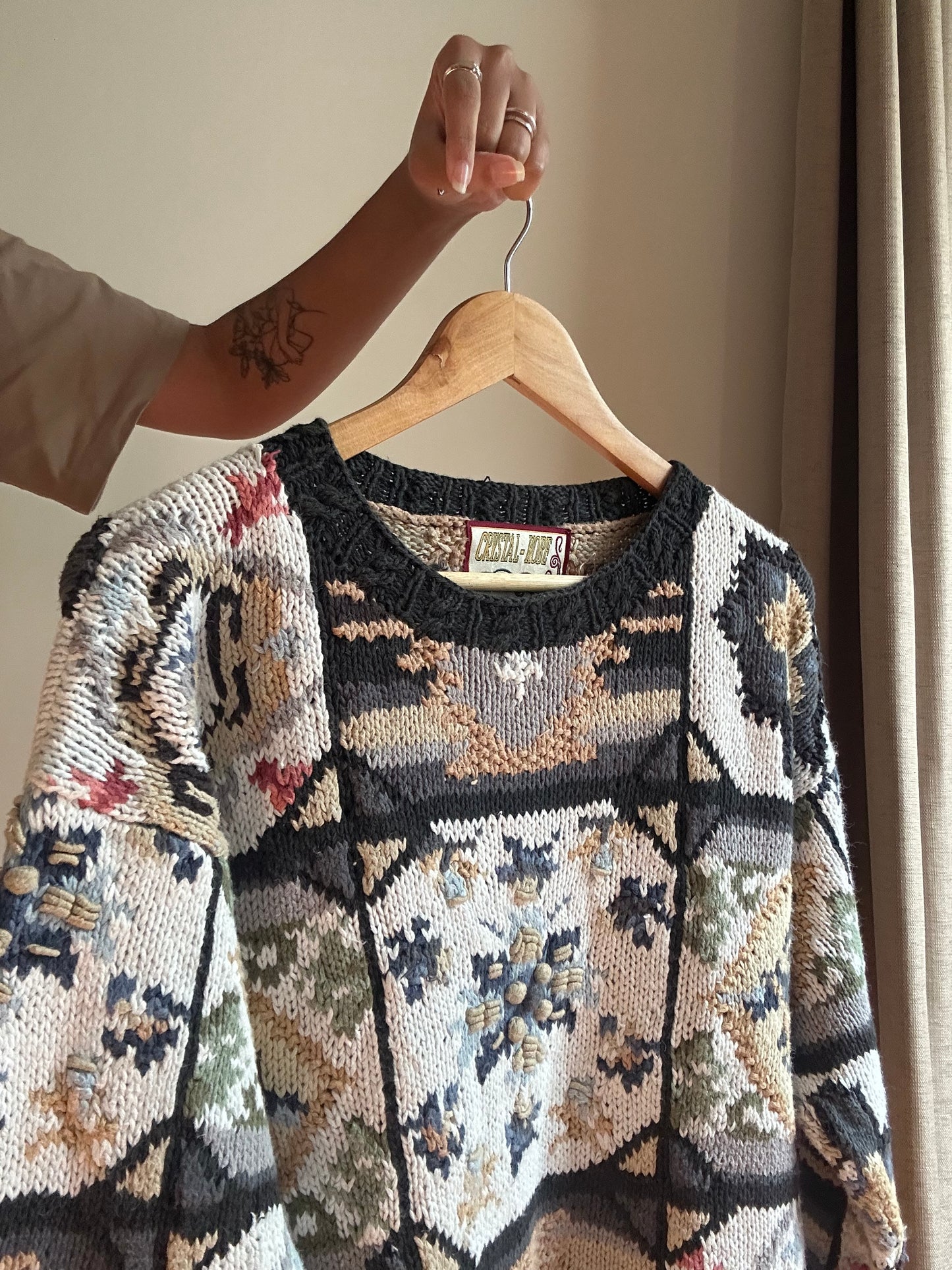 Vintage Crystal Kobe Hand Embroidered Pullover