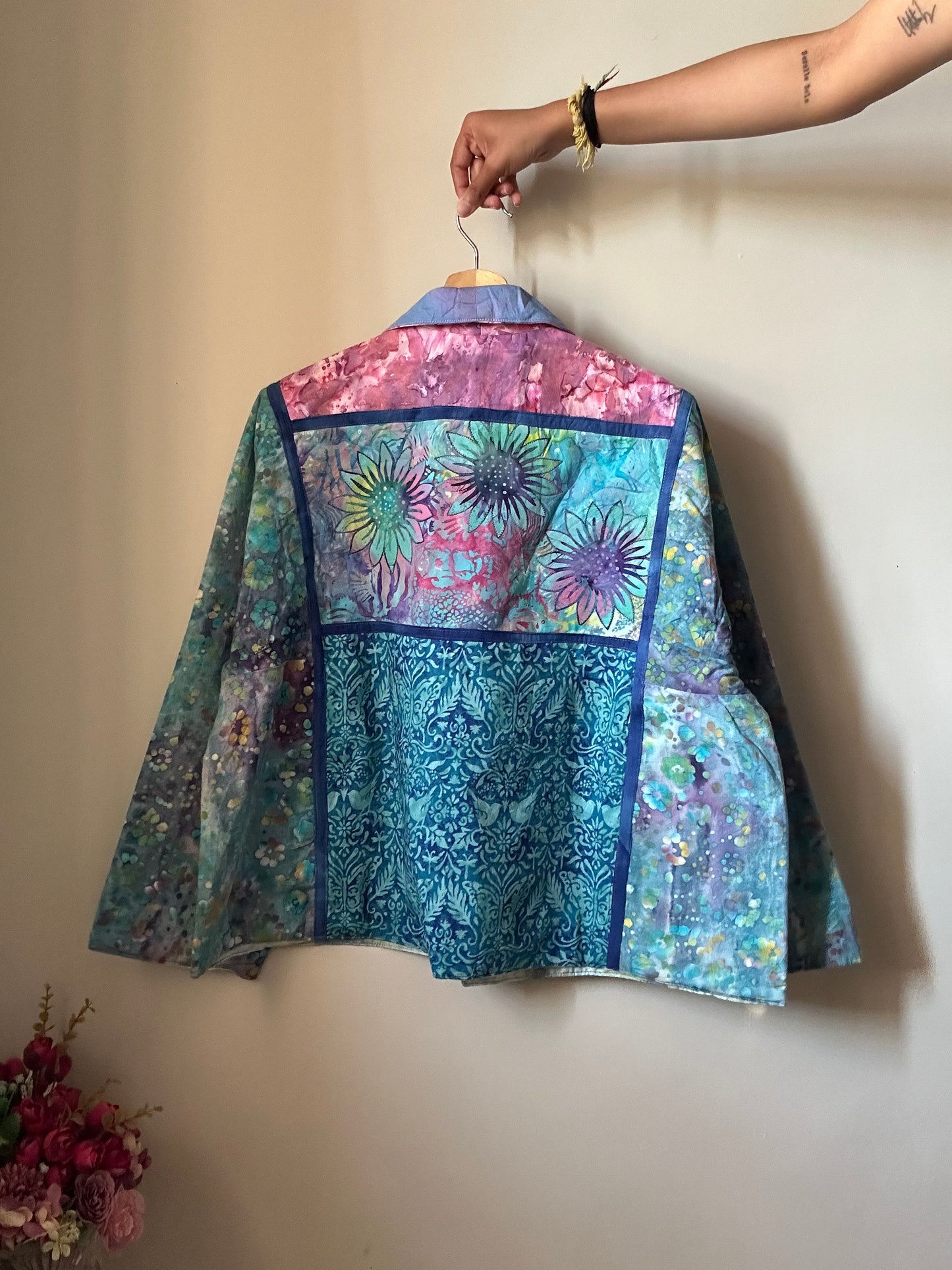 Vintage Reversible Front Tie Detail Shaket with Embroidery and Patch Work