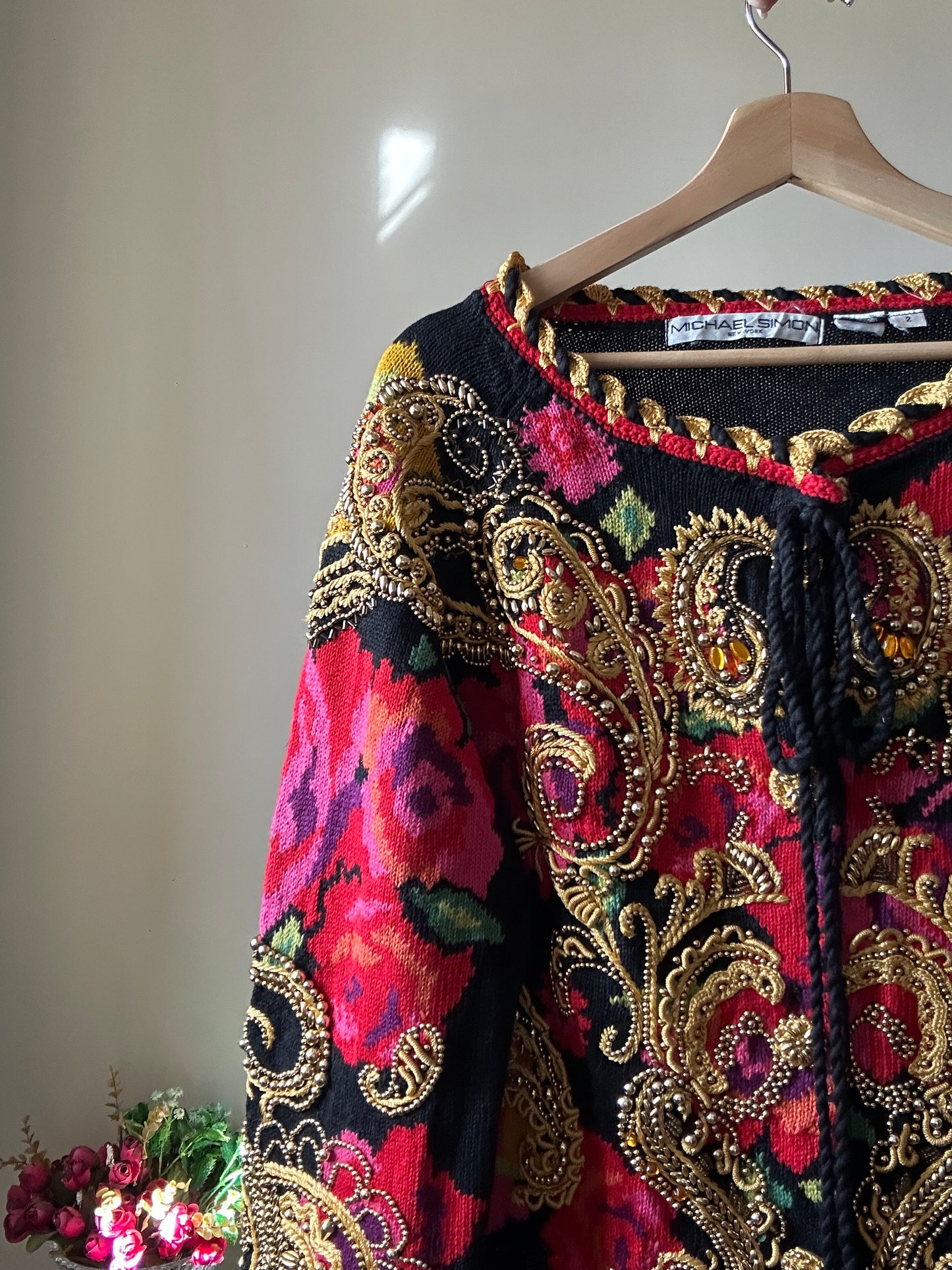 Michael Simon New York Vintage All Embroidered and Beaded Cardigan