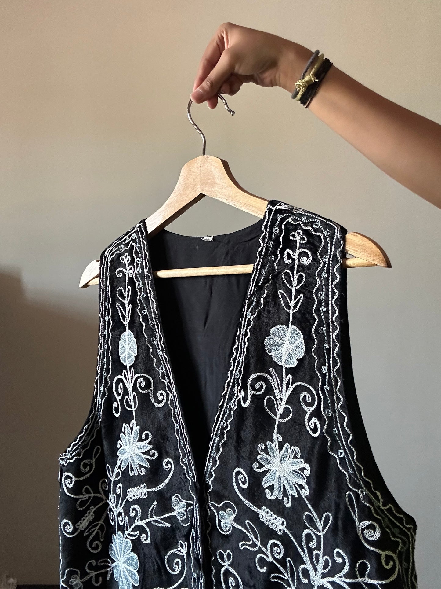 Vintage Black Embroidered Vest