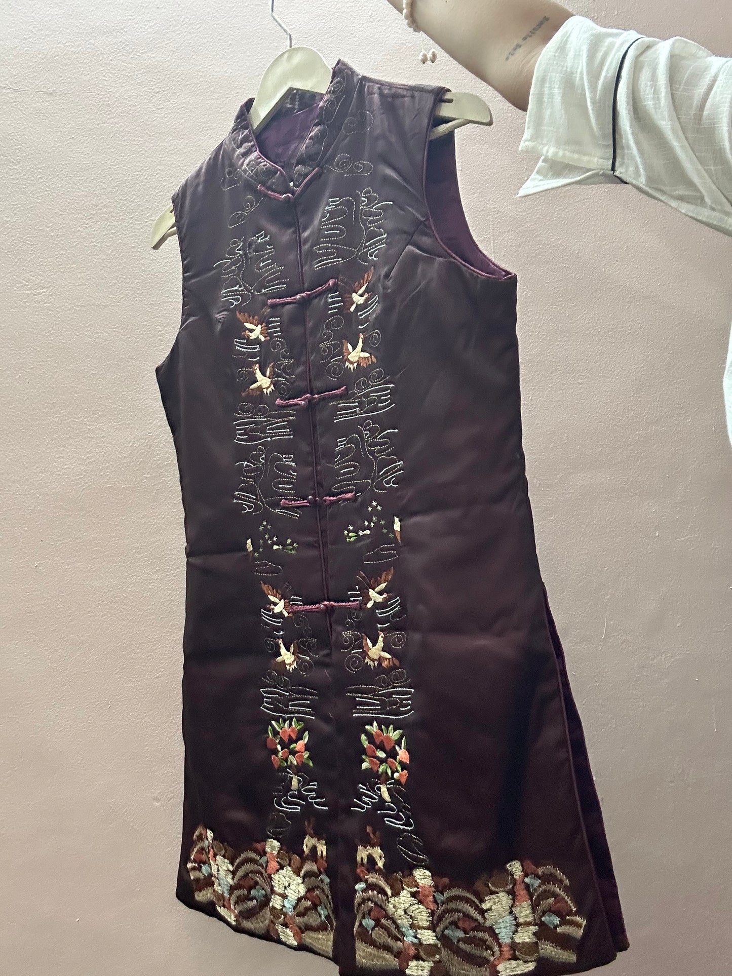 Vintage Chinese Mandarin Collar Embroidered Vest Coat