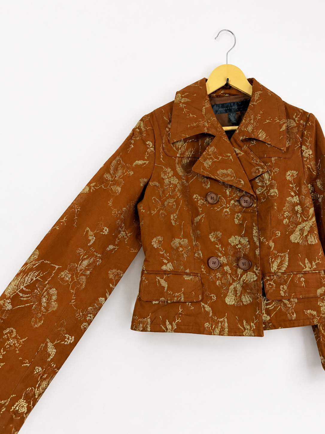 Vintage Bronze Floral Brocade Cropped Jacket