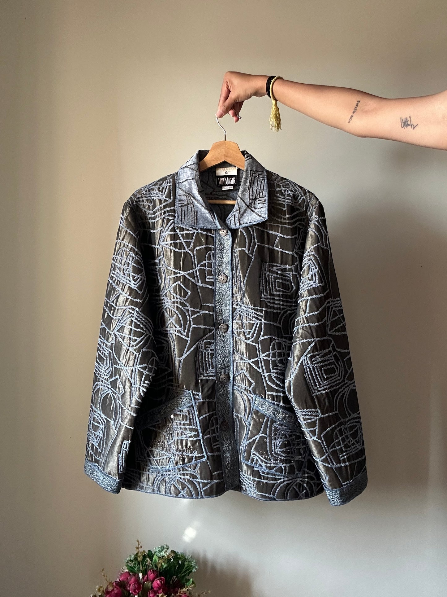 Yak Magik Vintage Reversible Shaket With Beaded and Embroidered On The Pockets