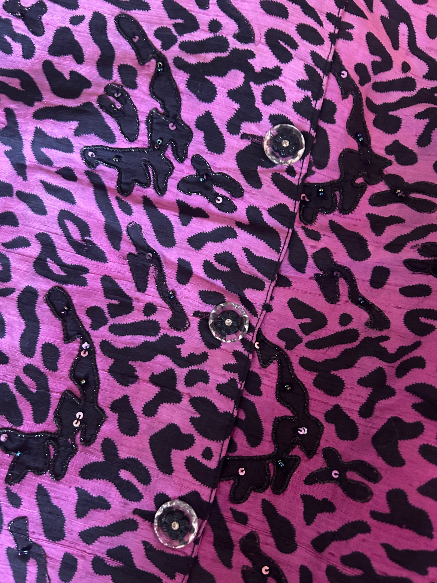 Vintage Tunique Night Leopard Print Silk Embroidered Shaket