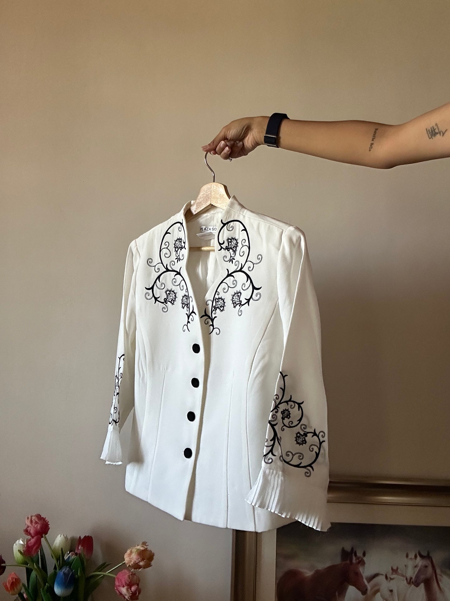 Plaza South Vintage Embroidered Jacket With Pleated Sleeves