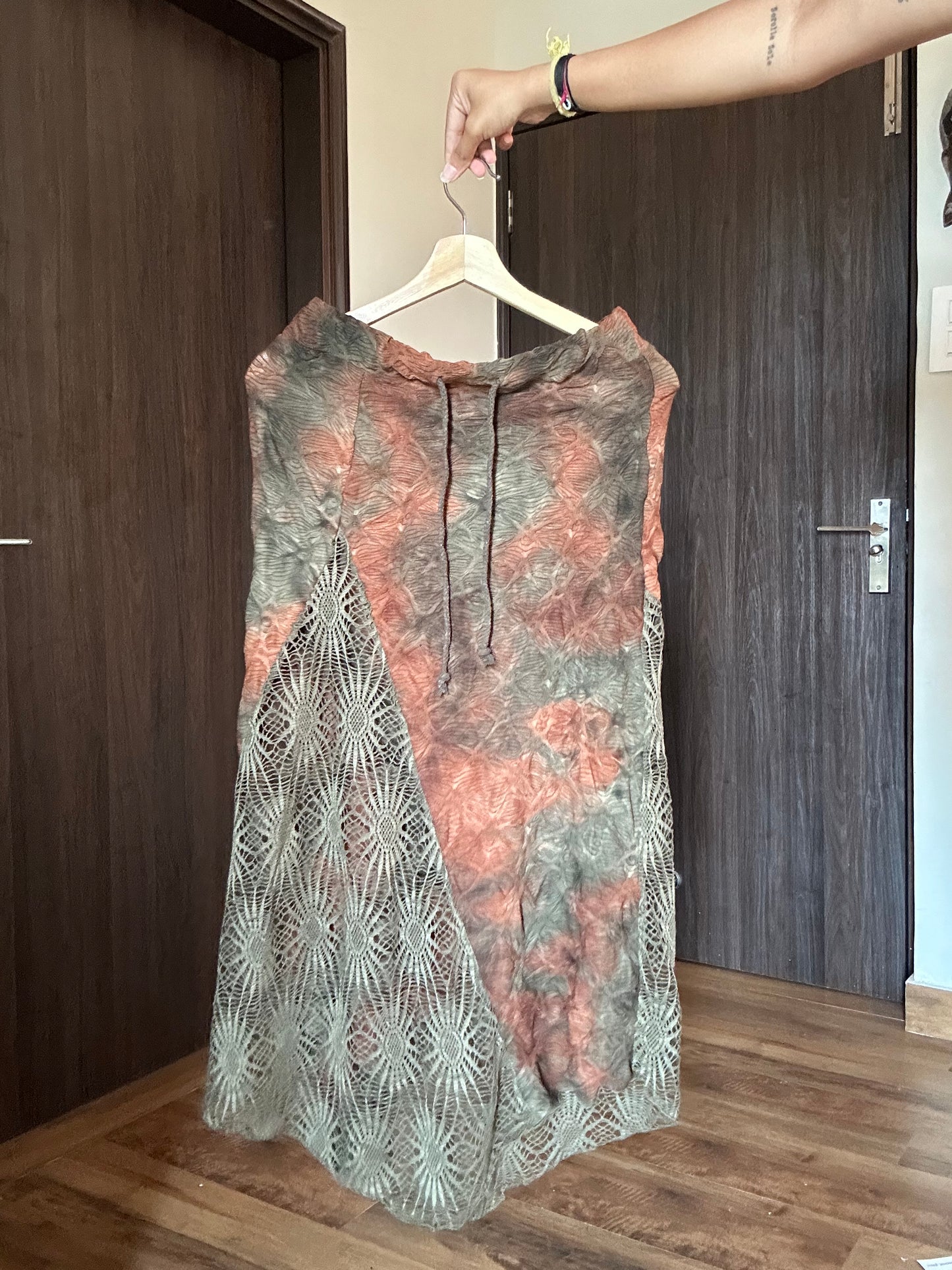 SHEIN Draw String Lace Textured Skirt