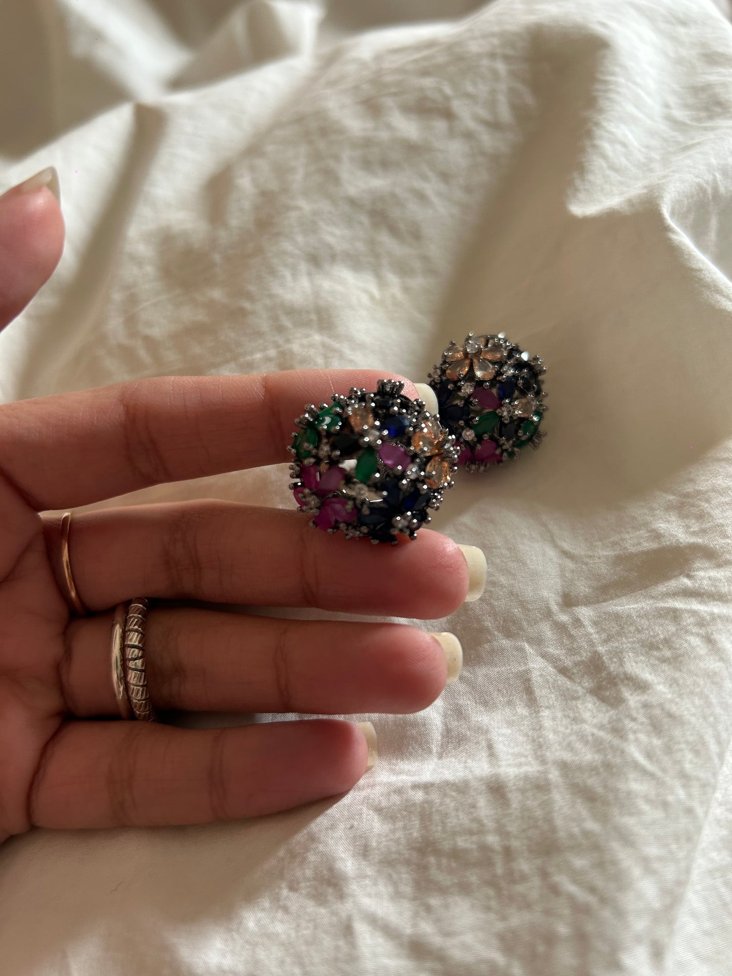 Floral Pattern Stone Studs